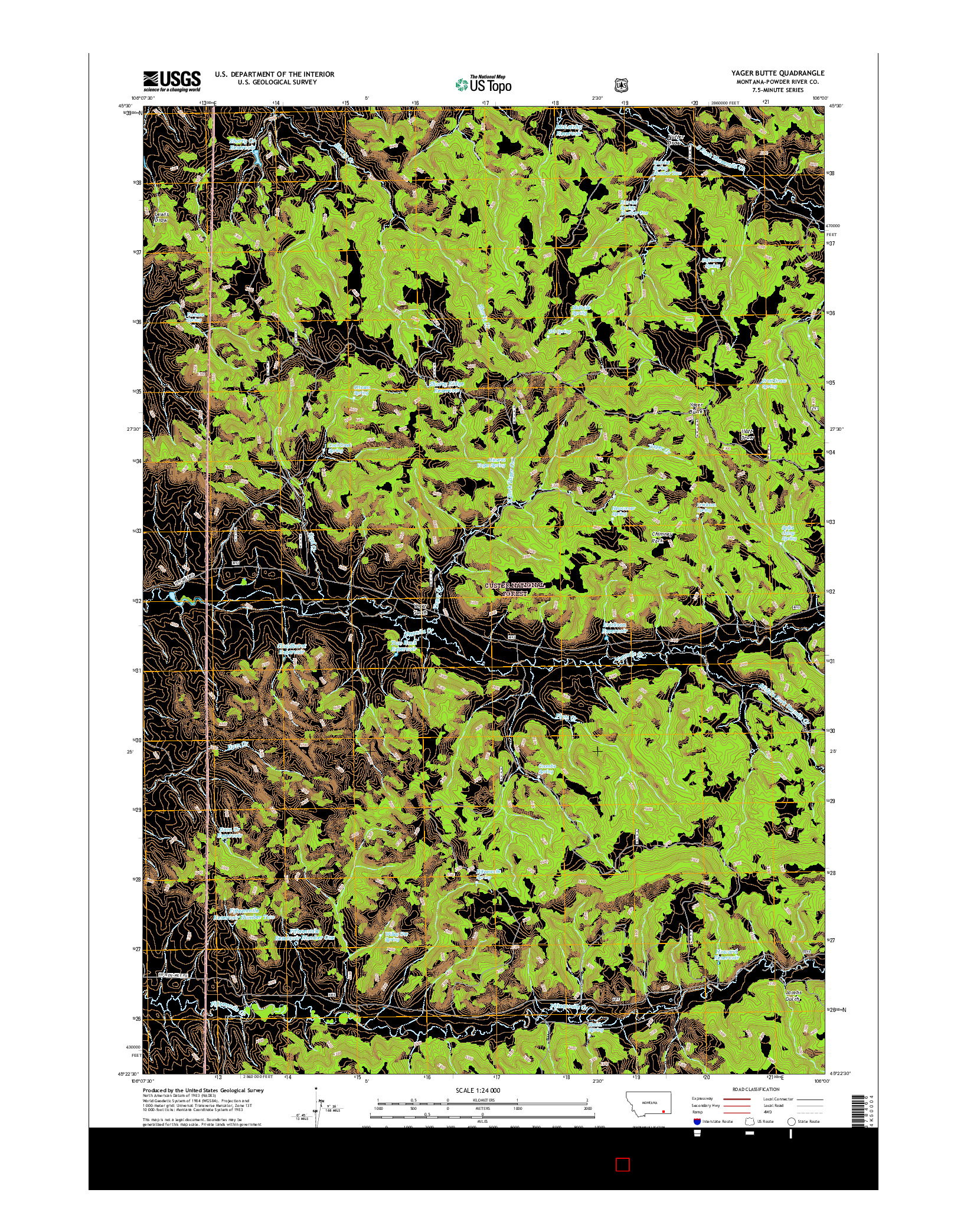 USGS US TOPO 7.5-MINUTE MAP FOR YAGER BUTTE, MT 2017