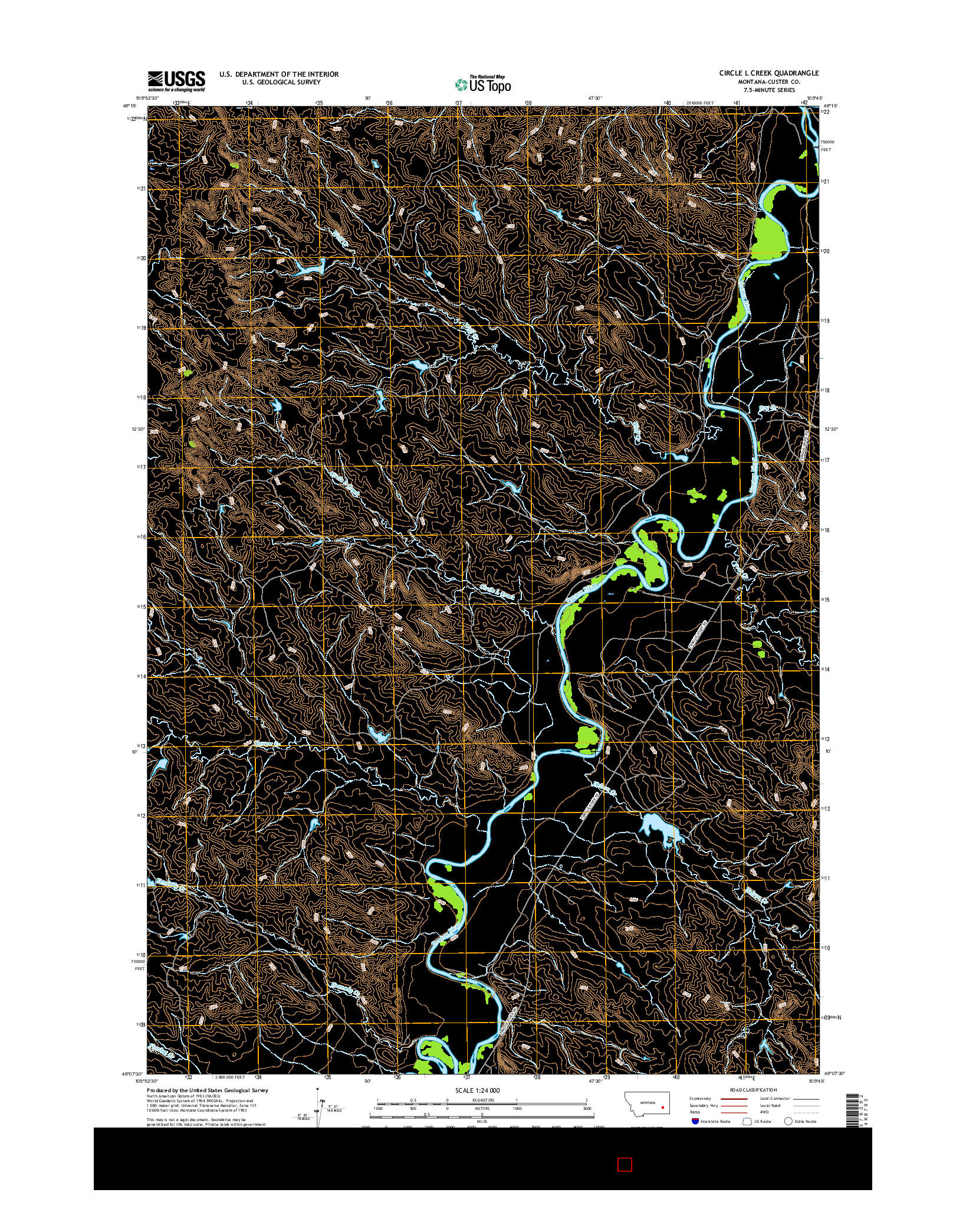 USGS US TOPO 7.5-MINUTE MAP FOR CIRCLE L CREEK, MT 2017