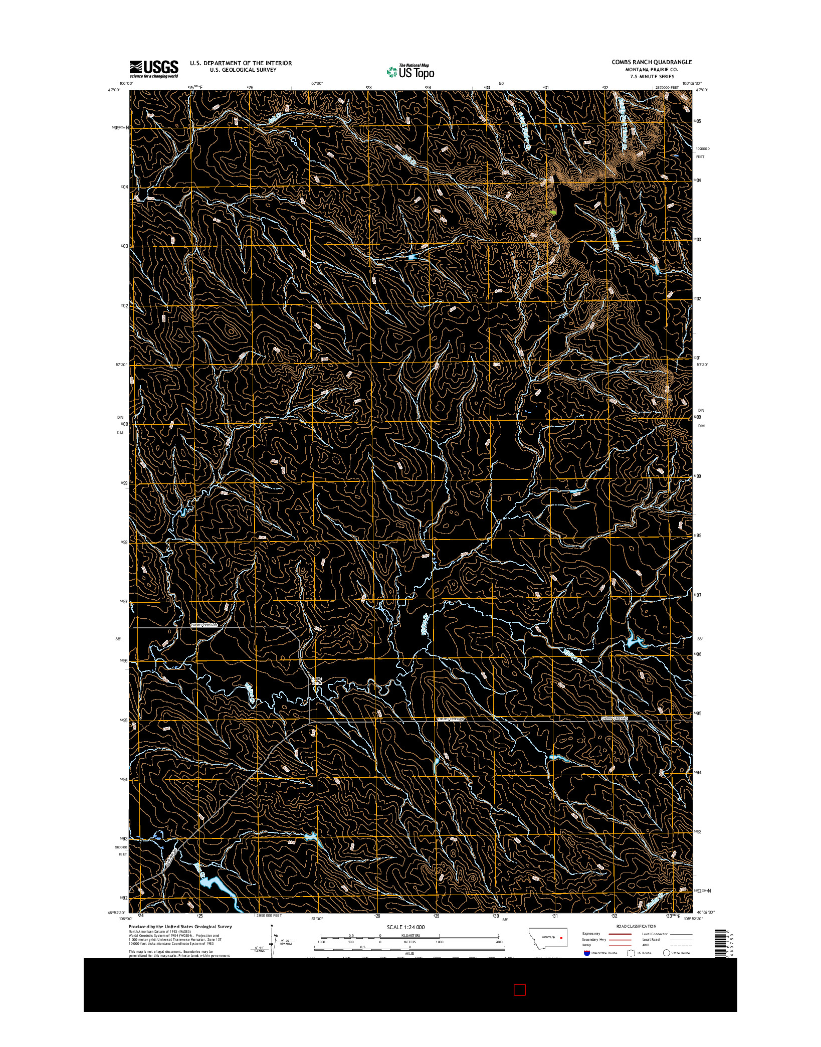 USGS US TOPO 7.5-MINUTE MAP FOR COMBS RANCH, MT 2017