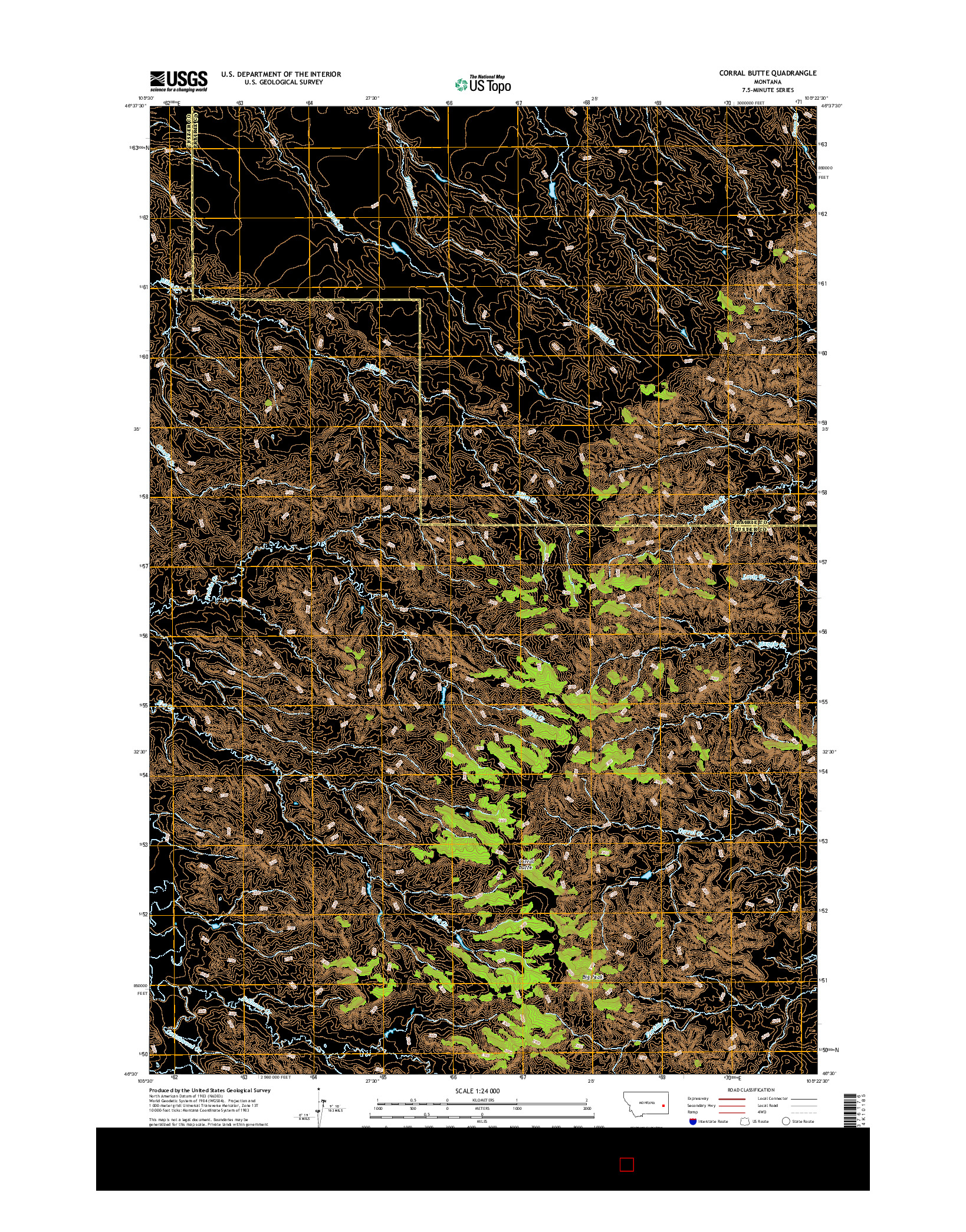 USGS US TOPO 7.5-MINUTE MAP FOR CORRAL BUTTE, MT 2017