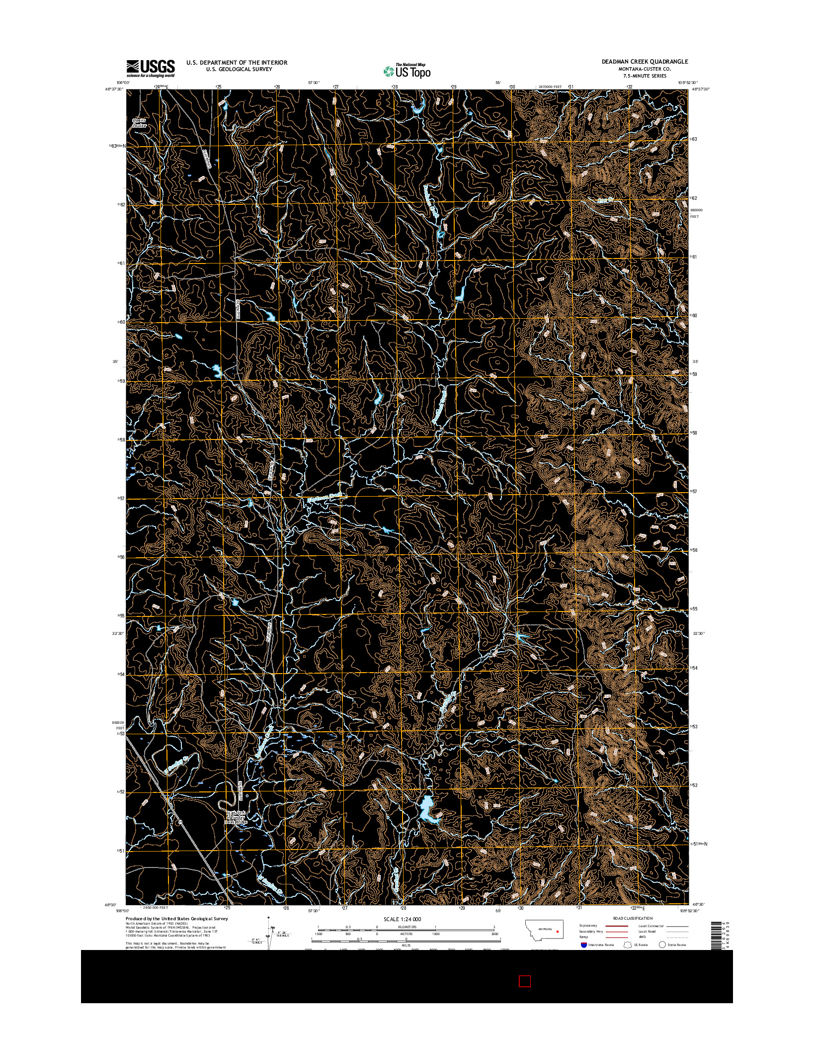 USGS US TOPO 7.5-MINUTE MAP FOR DEADMAN CREEK, MT 2017