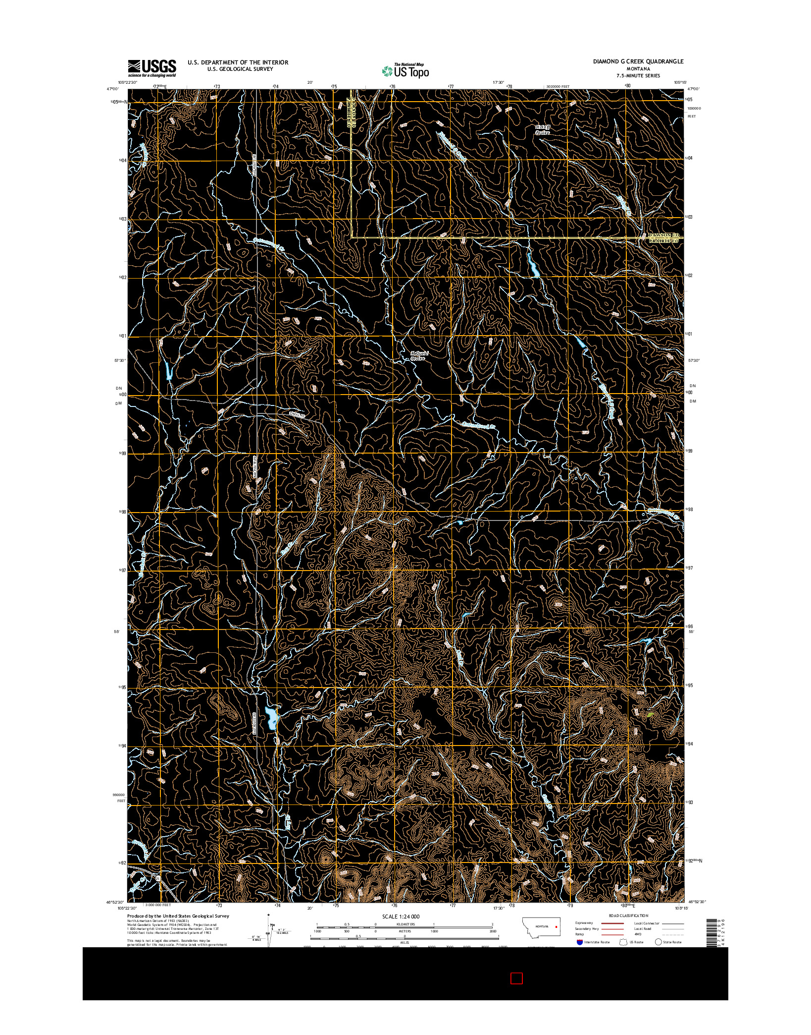 USGS US TOPO 7.5-MINUTE MAP FOR DIAMOND G CREEK, MT 2017
