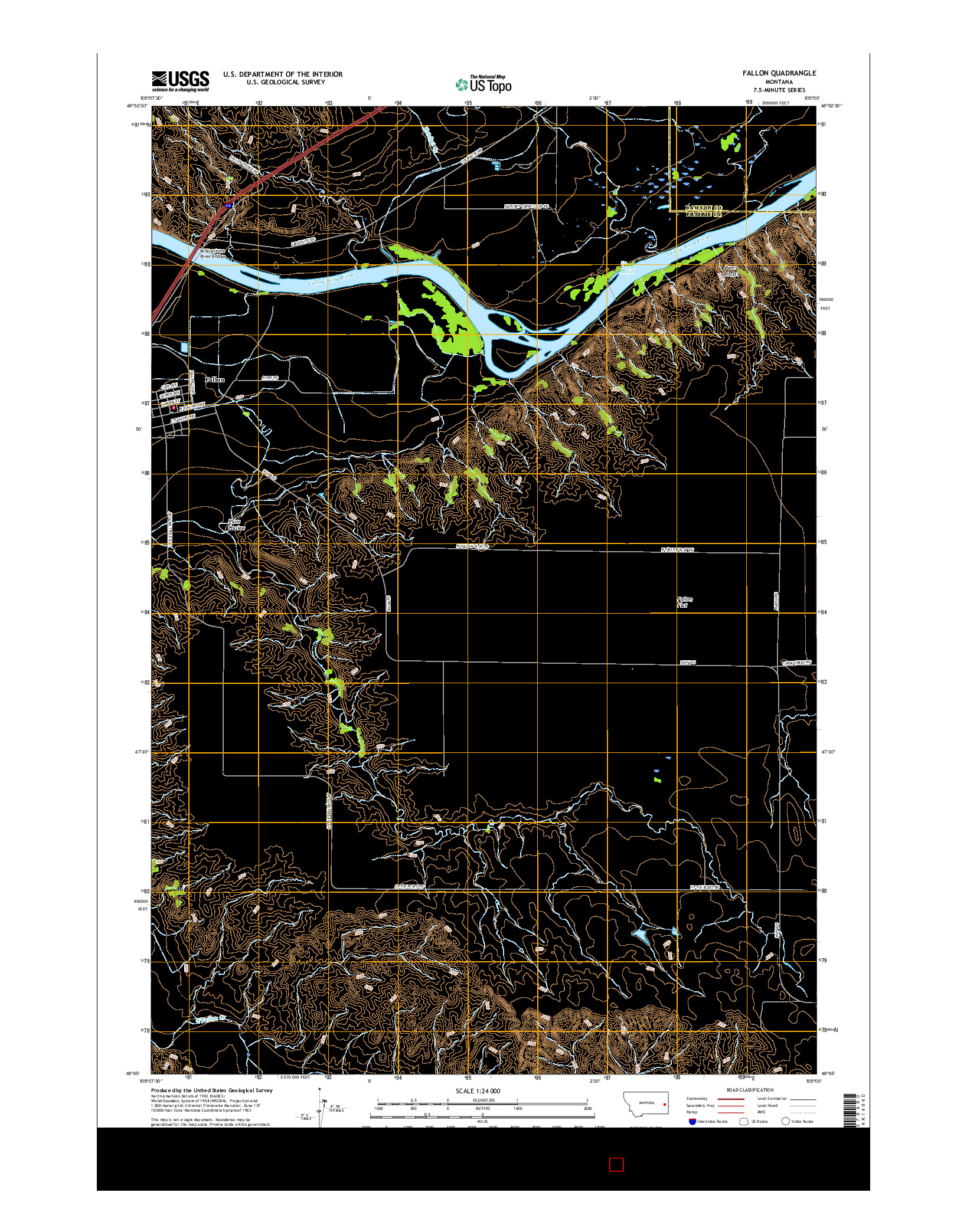 USGS US TOPO 7.5-MINUTE MAP FOR FALLON, MT 2017