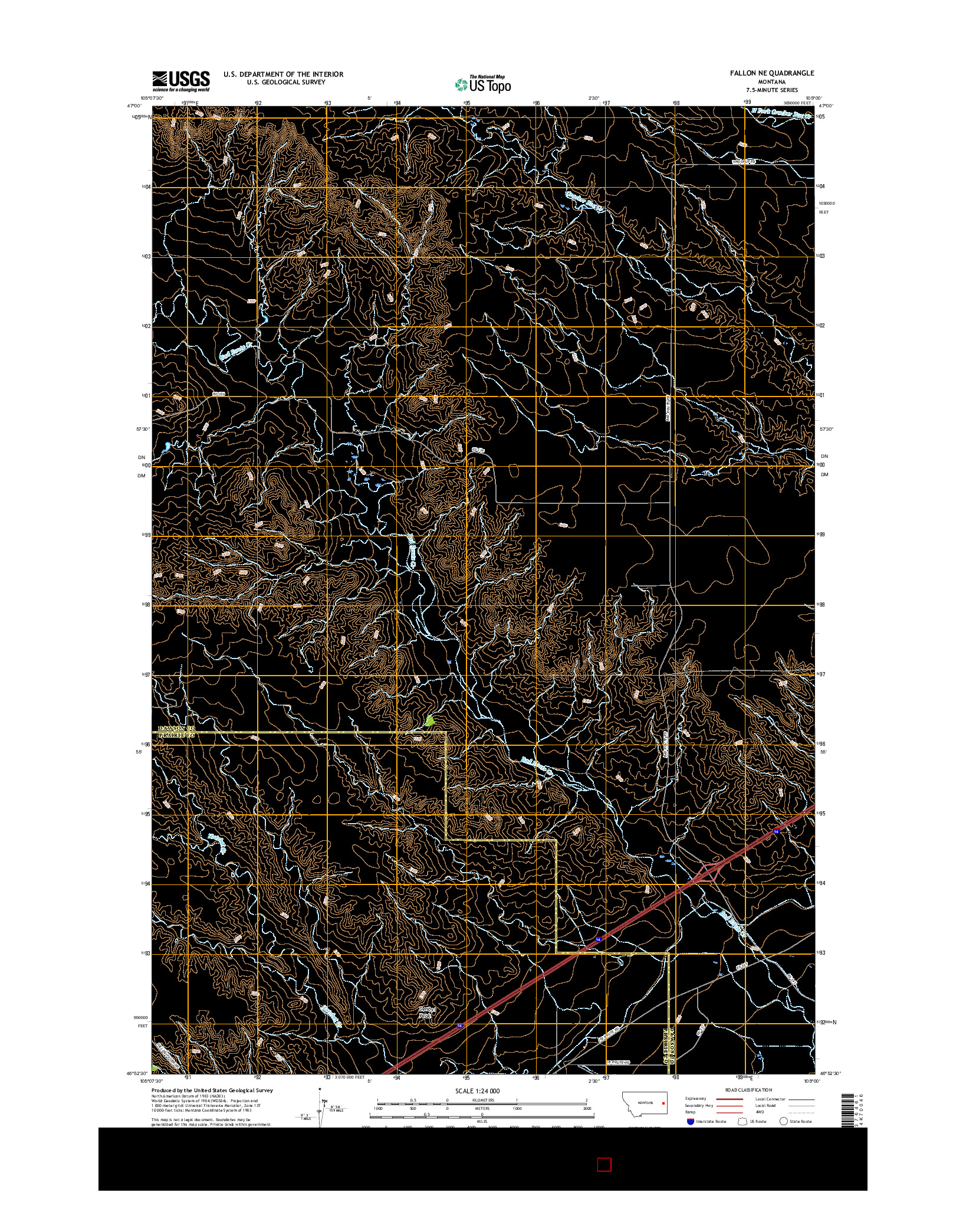 USGS US TOPO 7.5-MINUTE MAP FOR FALLON NE, MT 2017