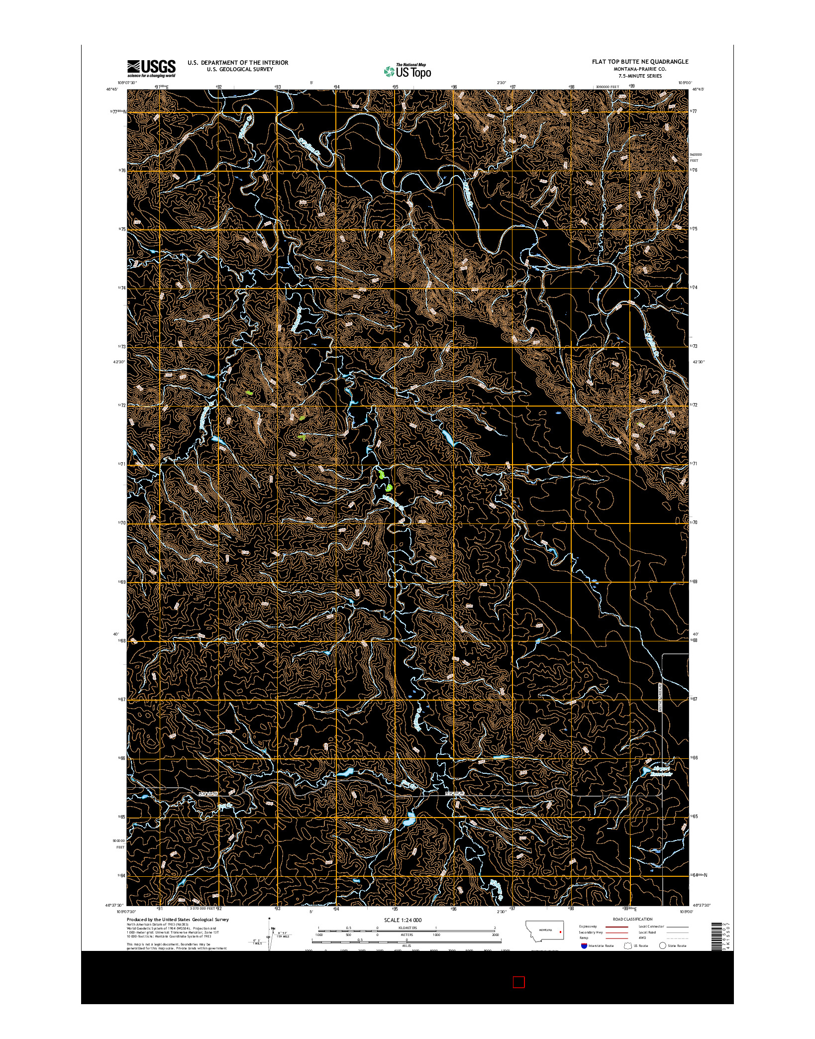 USGS US TOPO 7.5-MINUTE MAP FOR FLAT TOP BUTTE NE, MT 2017