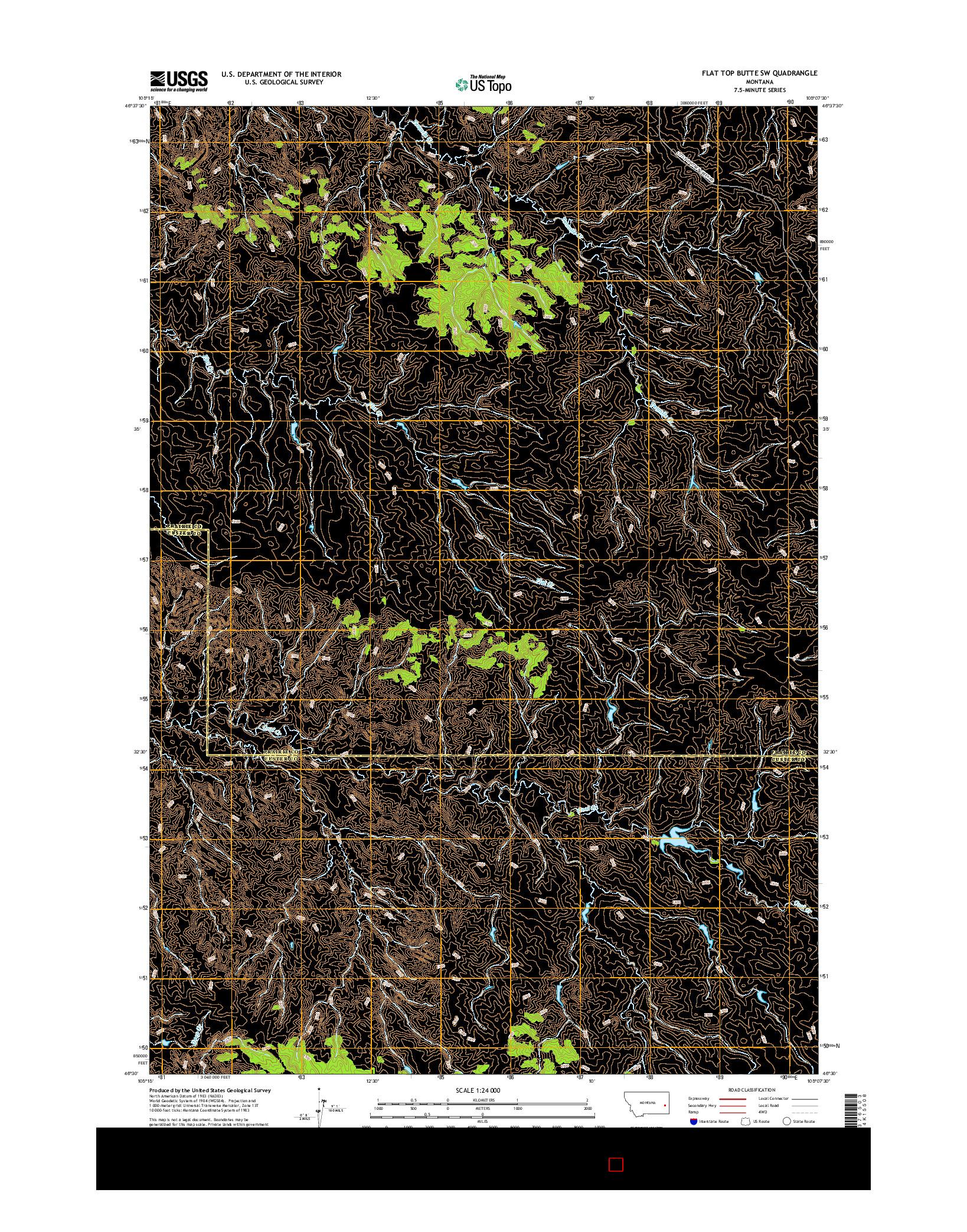 USGS US TOPO 7.5-MINUTE MAP FOR FLAT TOP BUTTE SW, MT 2017