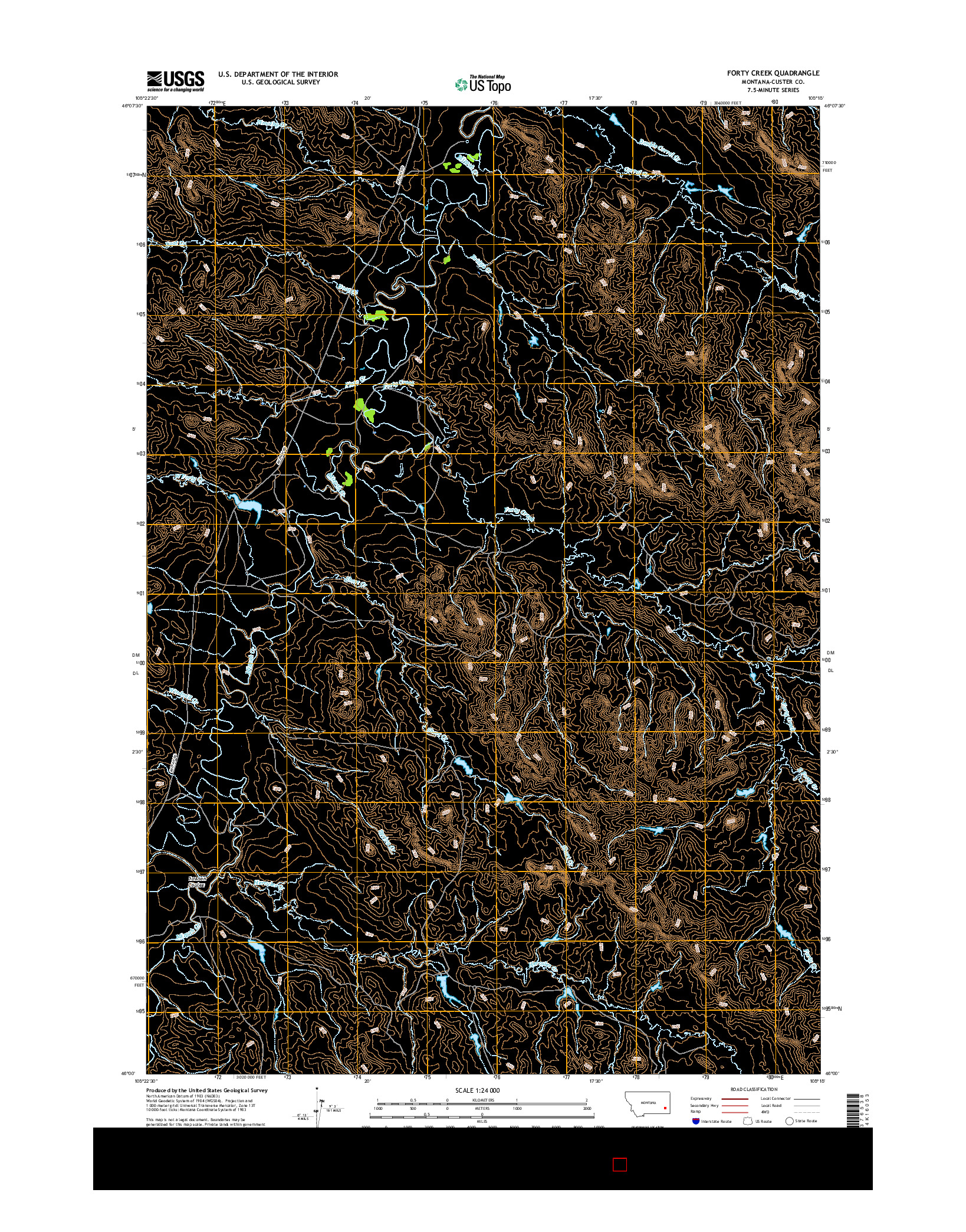 USGS US TOPO 7.5-MINUTE MAP FOR FORTY CREEK, MT 2017