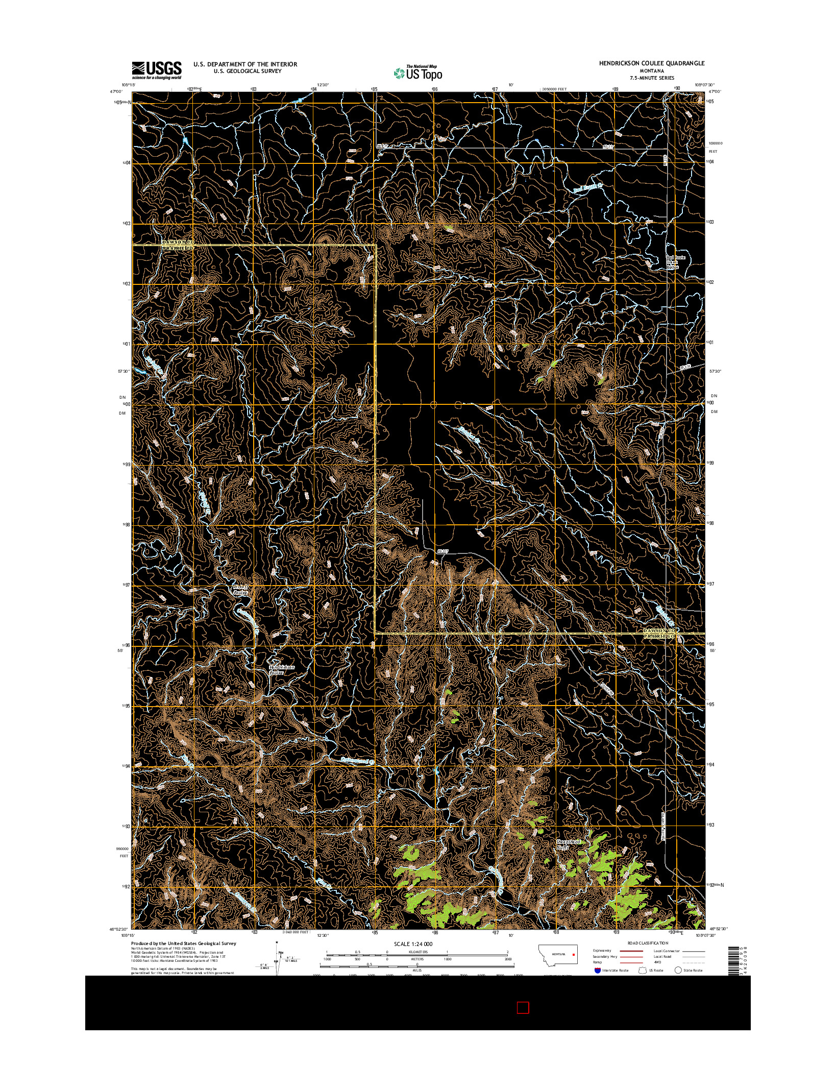 USGS US TOPO 7.5-MINUTE MAP FOR HENDRICKSON COULEE, MT 2017