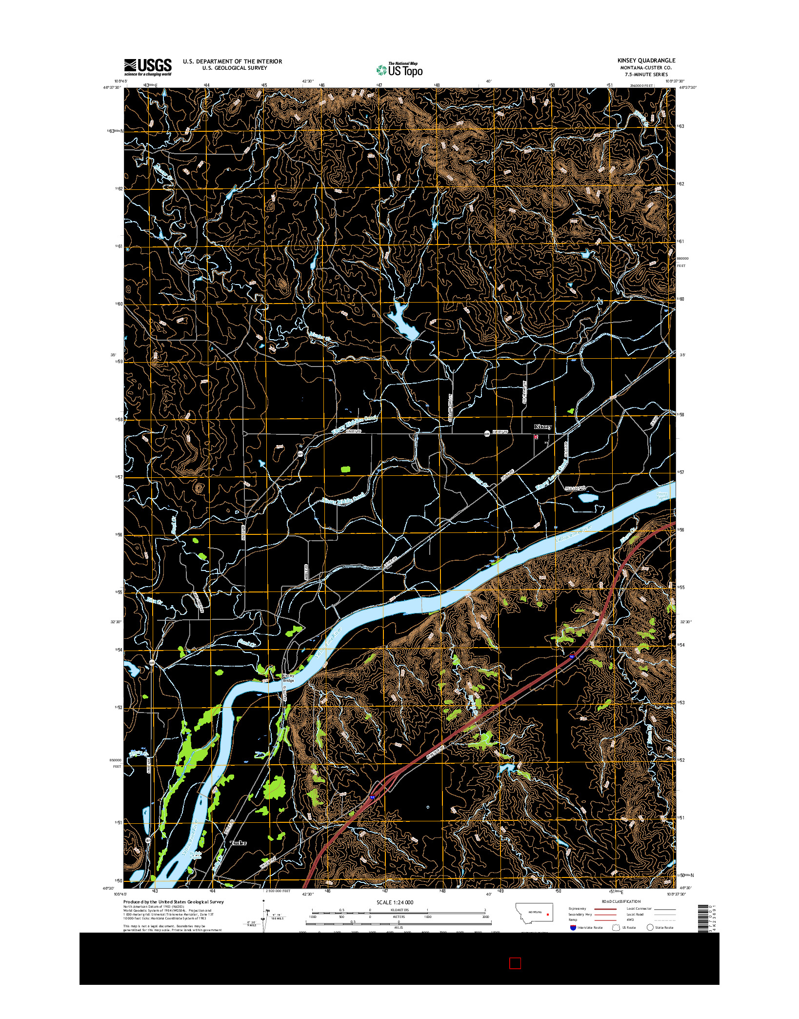 USGS US TOPO 7.5-MINUTE MAP FOR KINSEY, MT 2017