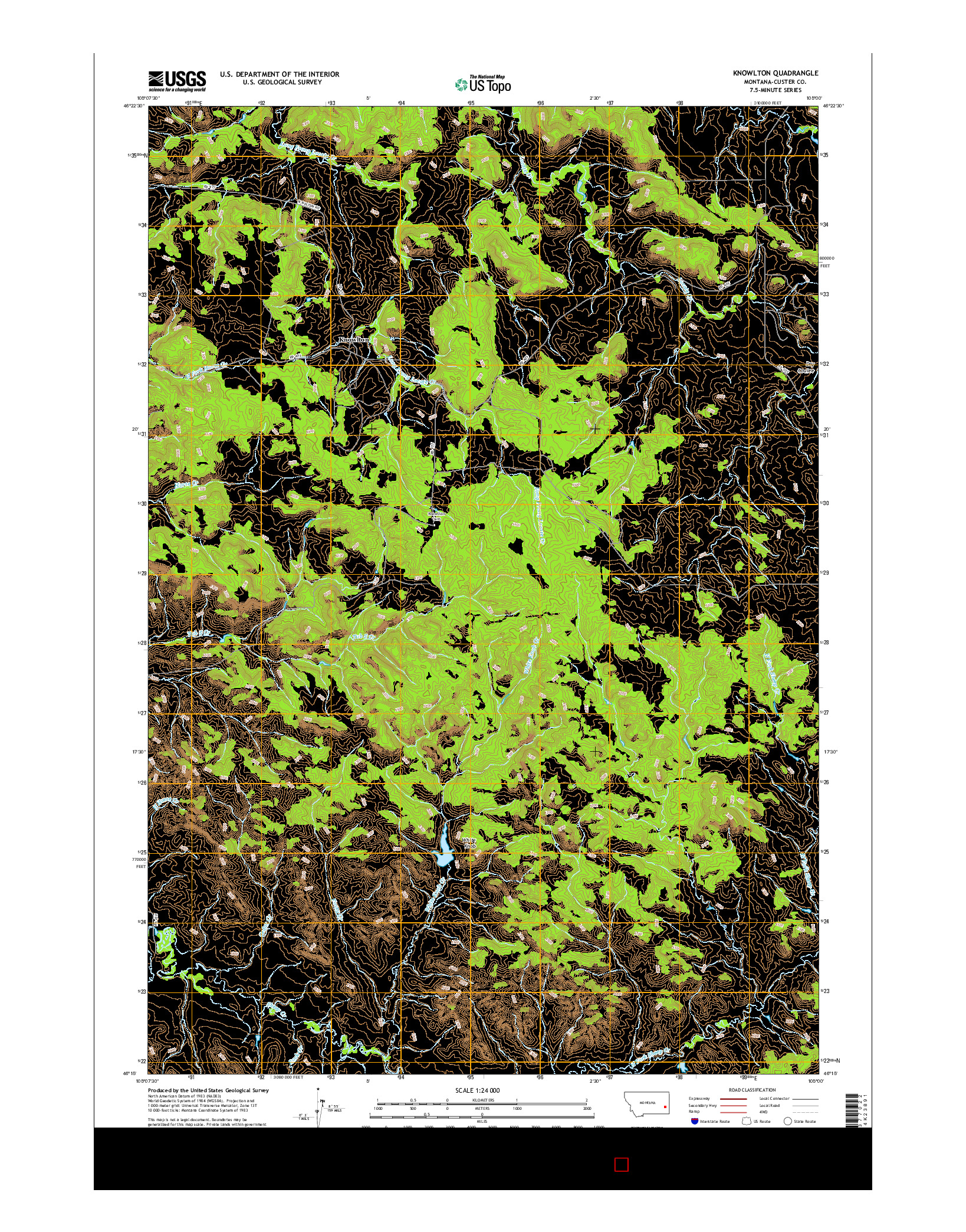 USGS US TOPO 7.5-MINUTE MAP FOR KNOWLTON, MT 2017