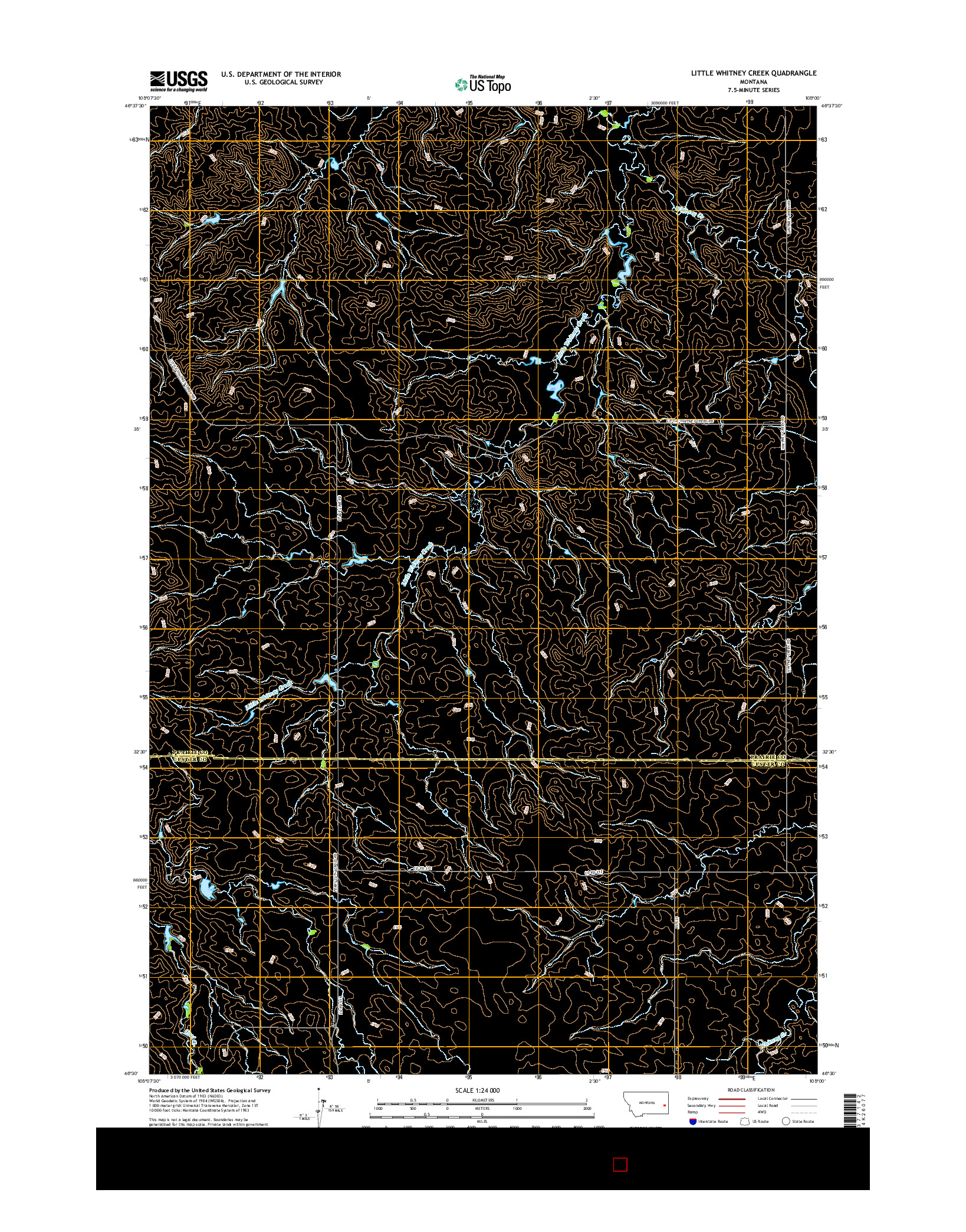 USGS US TOPO 7.5-MINUTE MAP FOR LITTLE WHITNEY CREEK, MT 2017