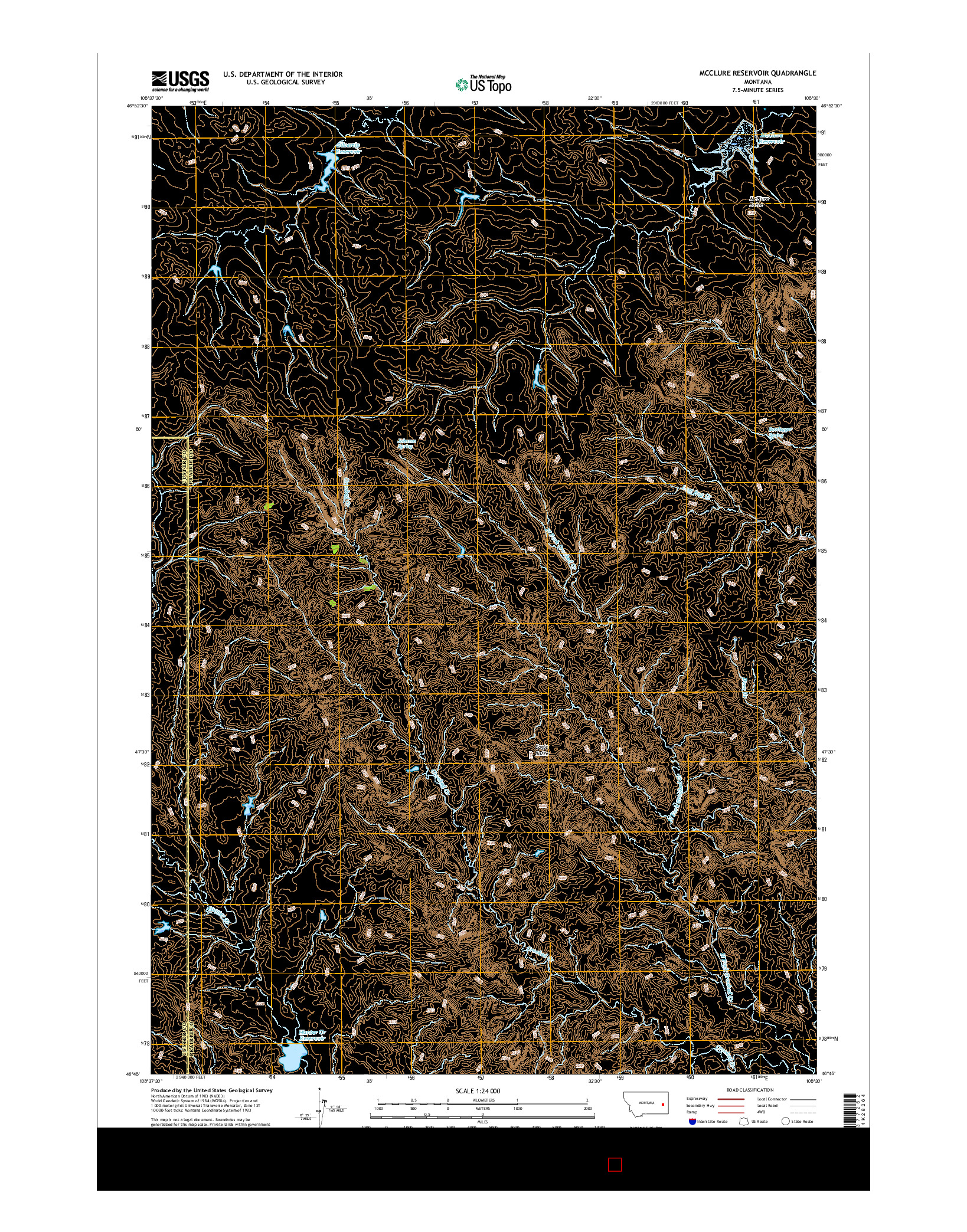 USGS US TOPO 7.5-MINUTE MAP FOR MCCLURE RESERVOIR, MT 2017