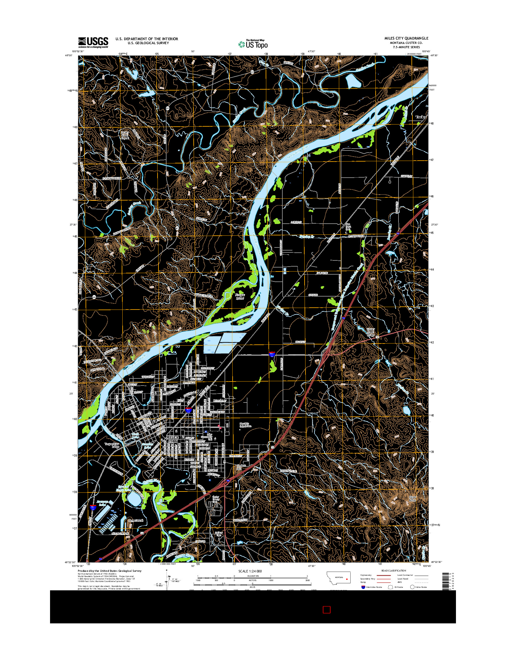 USGS US TOPO 7.5-MINUTE MAP FOR MILES CITY, MT 2017
