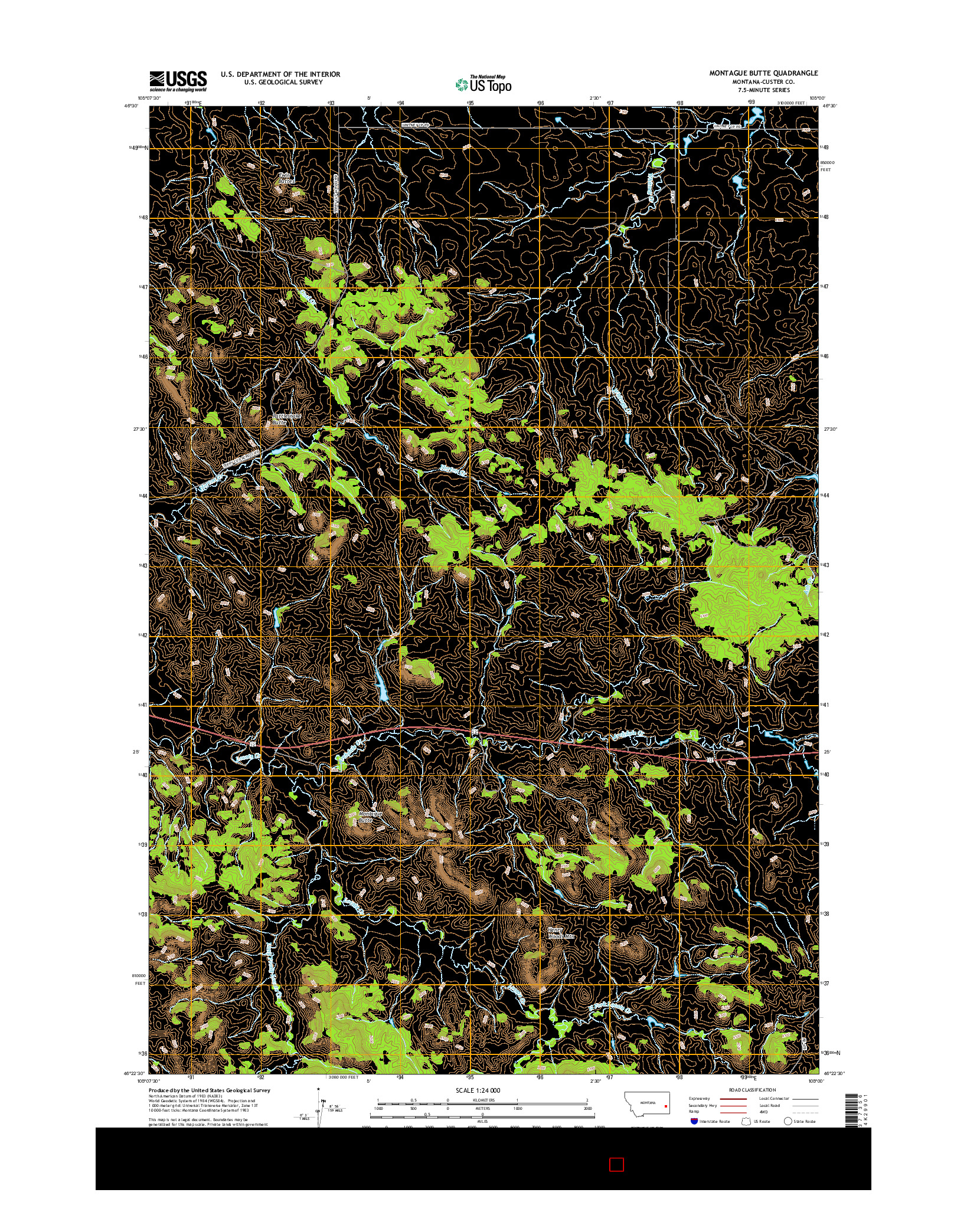 USGS US TOPO 7.5-MINUTE MAP FOR MONTAGUE BUTTE, MT 2017