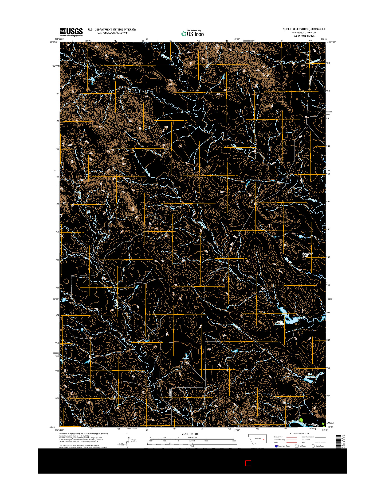 USGS US TOPO 7.5-MINUTE MAP FOR NOBLE RESERVOIR, MT 2017