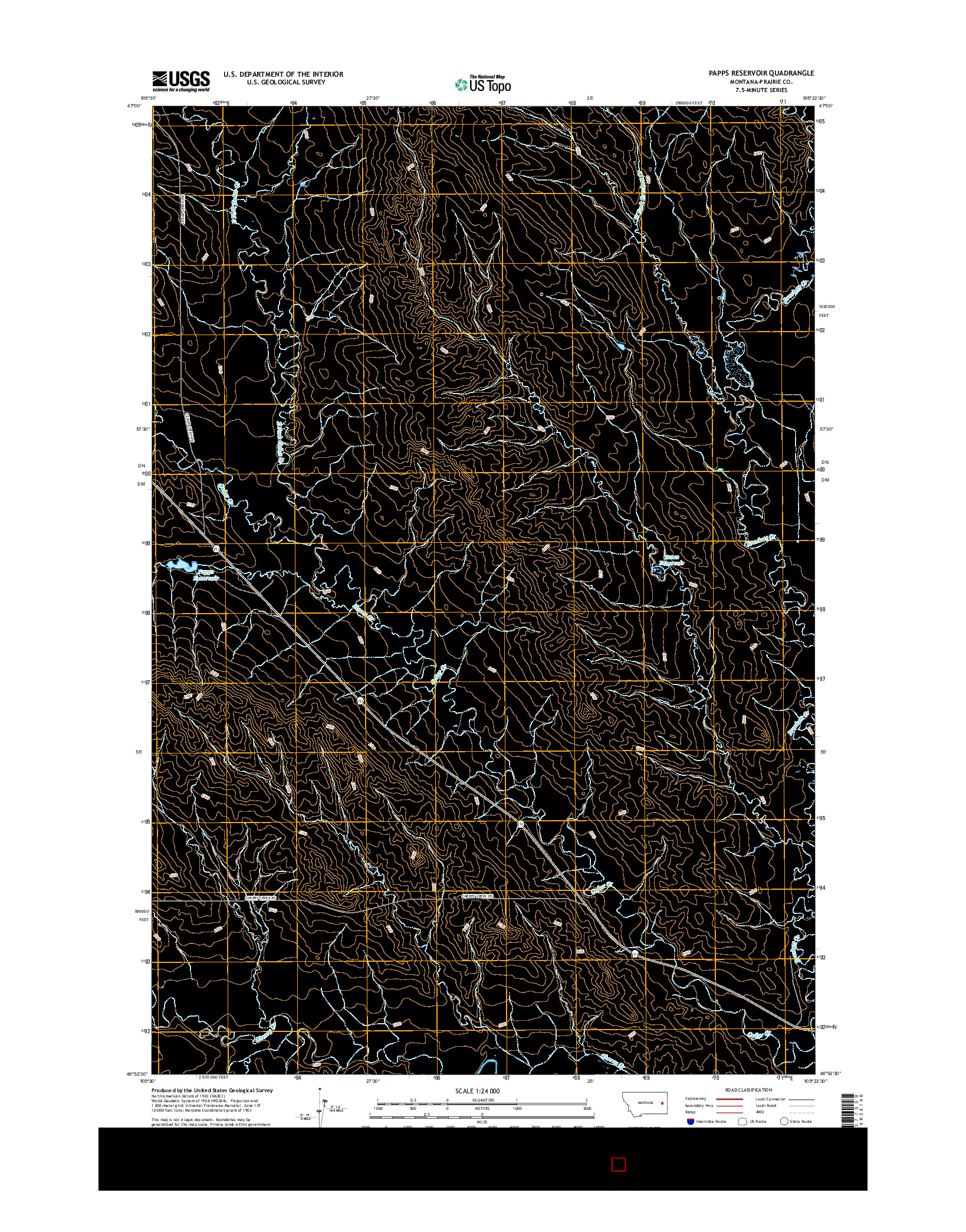 USGS US TOPO 7.5-MINUTE MAP FOR PAPPS RESERVOIR, MT 2017