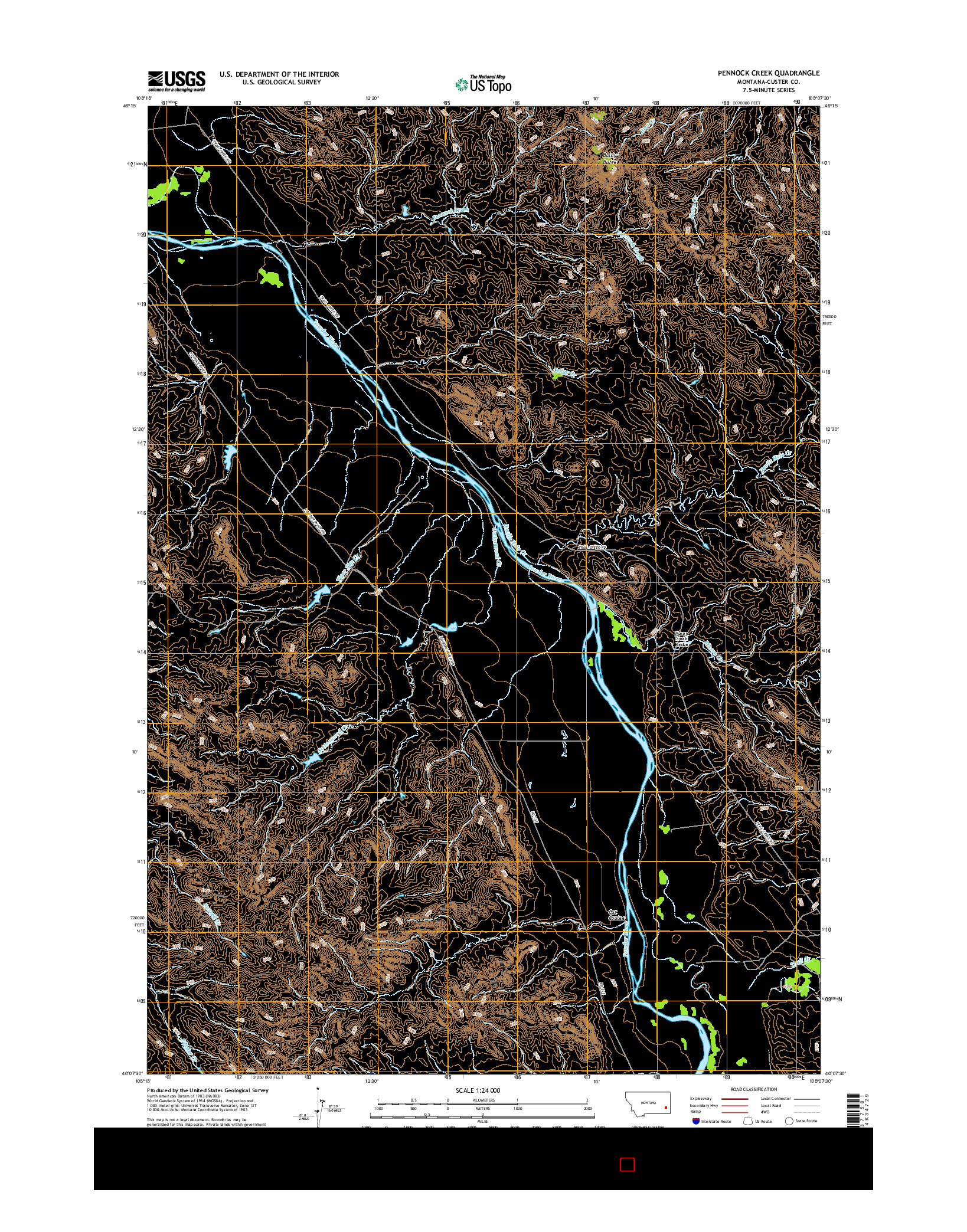 USGS US TOPO 7.5-MINUTE MAP FOR PENNOCK CREEK, MT 2017