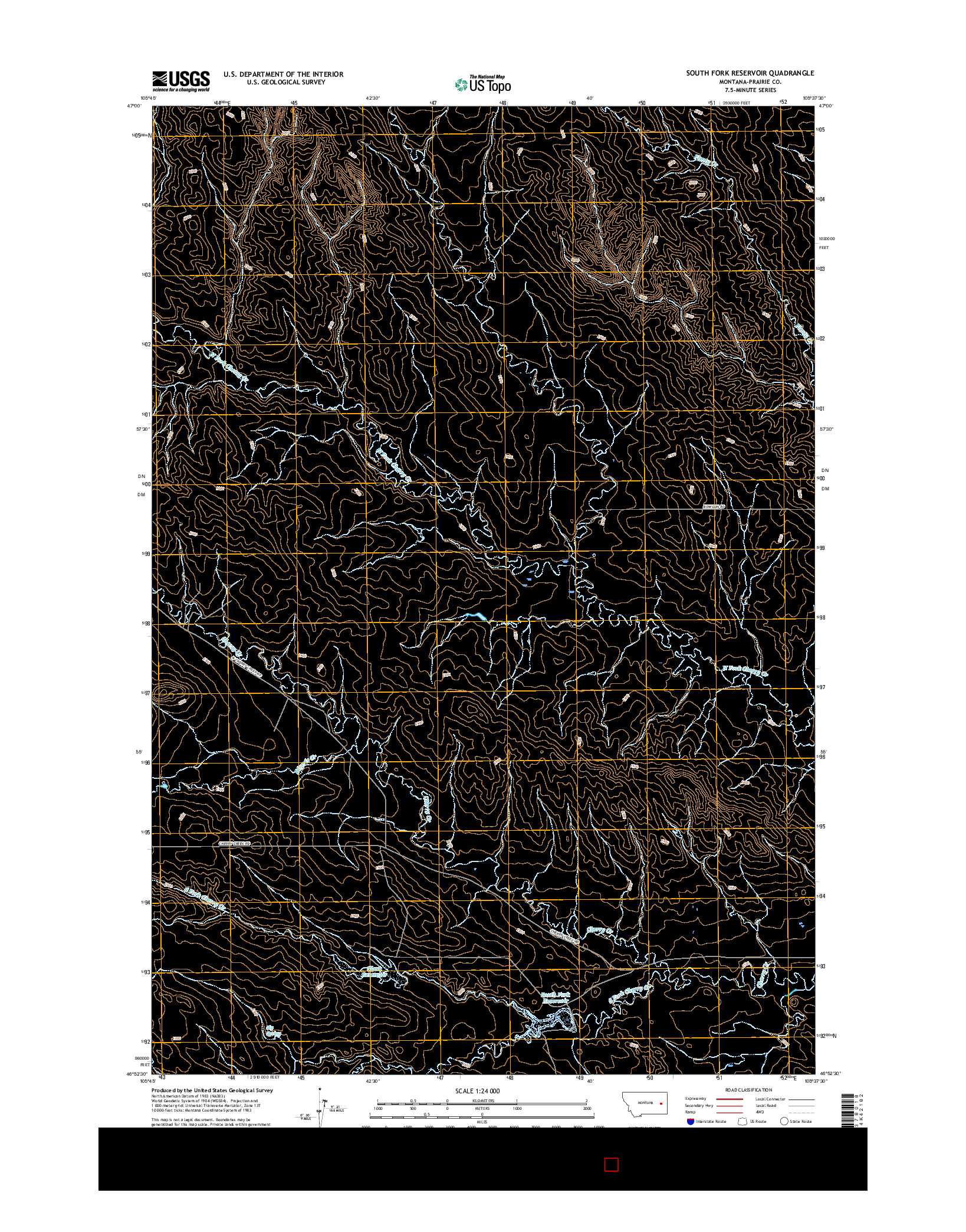 USGS US TOPO 7.5-MINUTE MAP FOR SOUTH FORK RESERVOIR, MT 2017