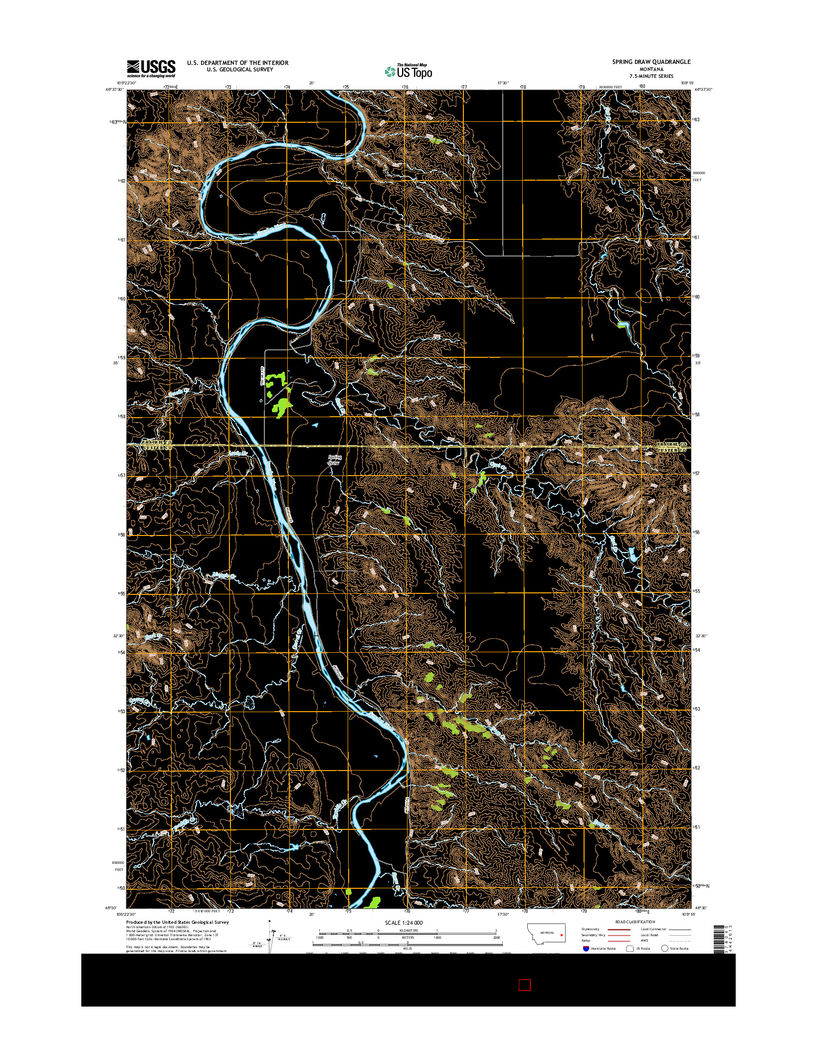 USGS US TOPO 7.5-MINUTE MAP FOR SPRING DRAW, MT 2017