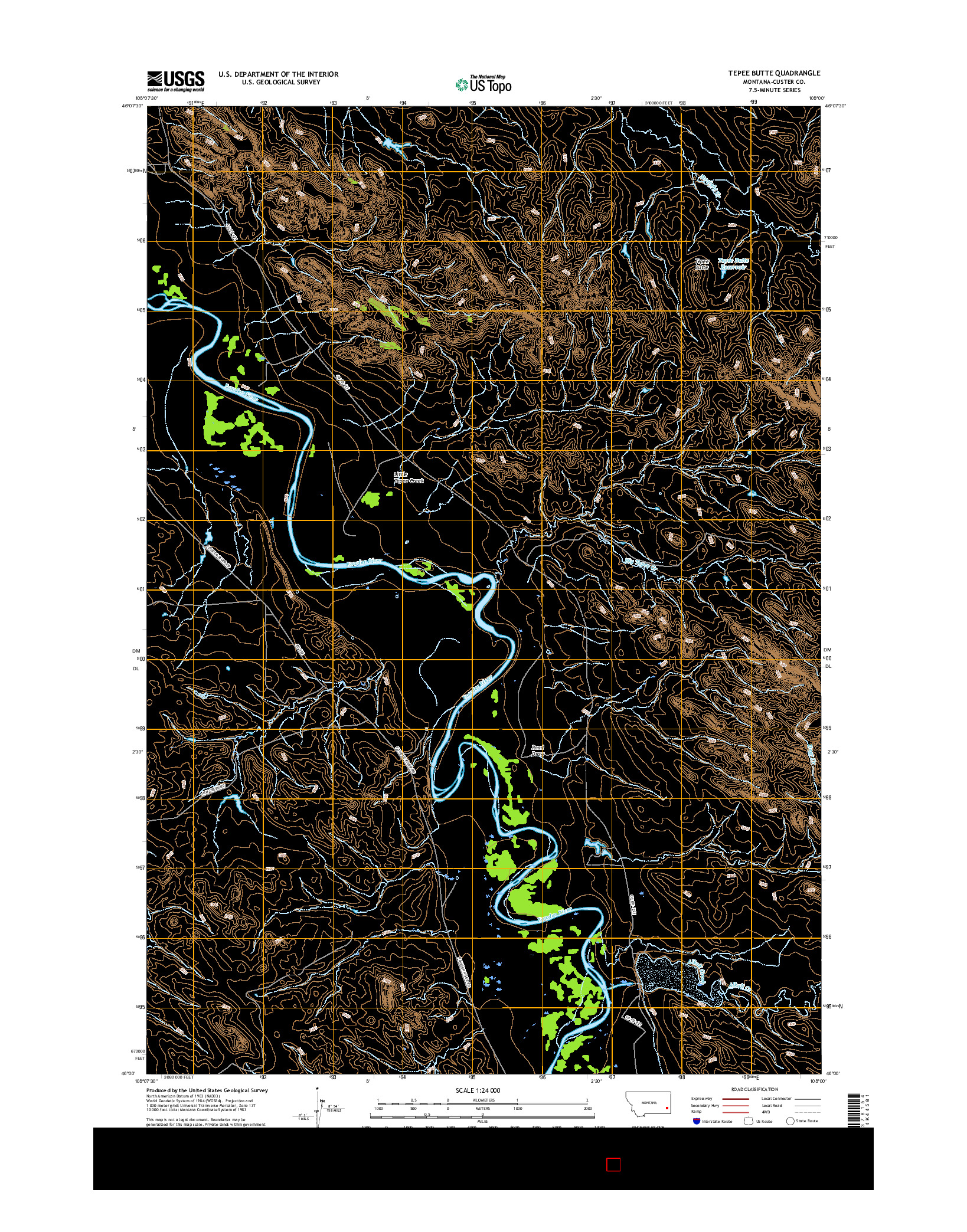 USGS US TOPO 7.5-MINUTE MAP FOR TEPEE BUTTE, MT 2017