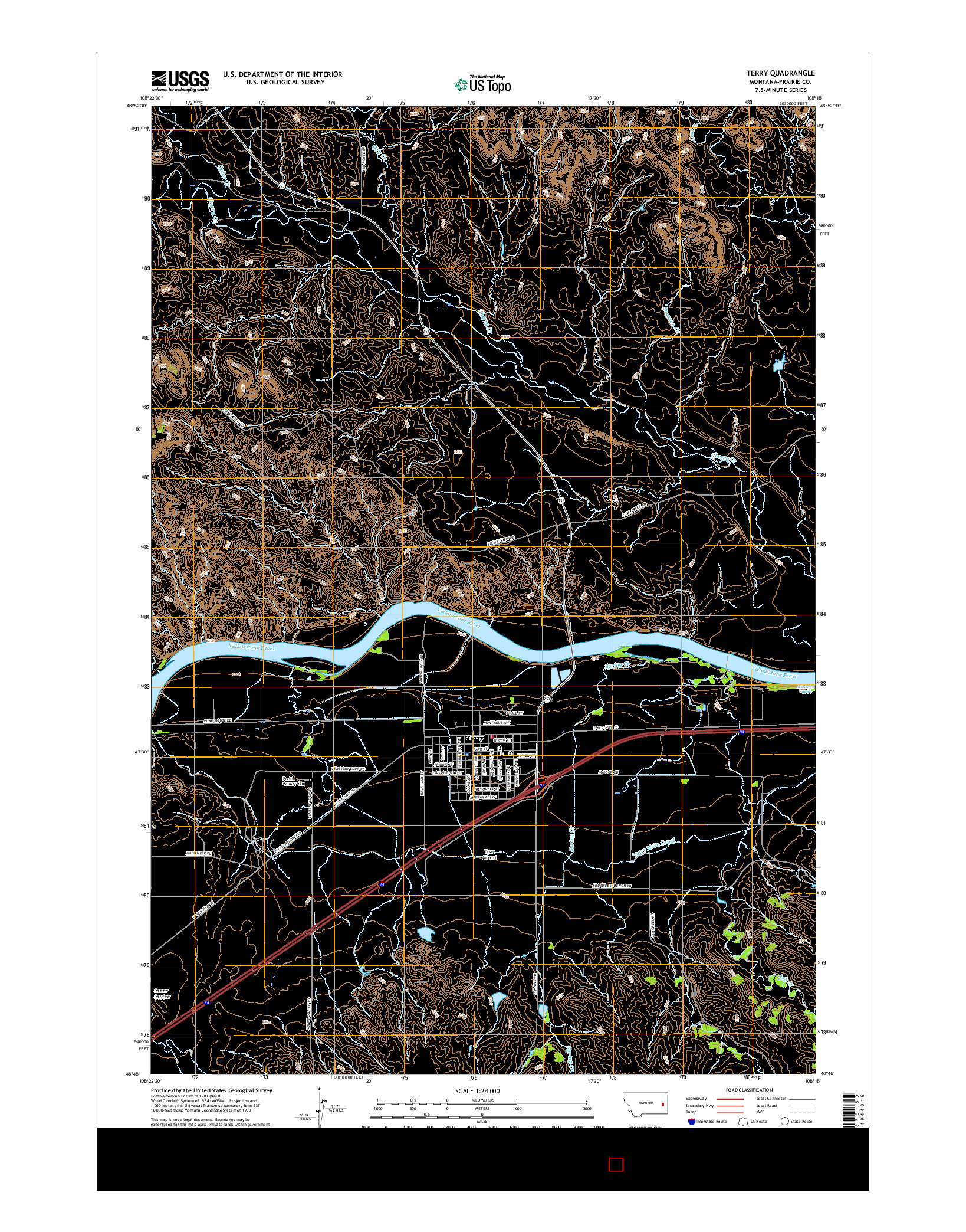 USGS US TOPO 7.5-MINUTE MAP FOR TERRY, MT 2017