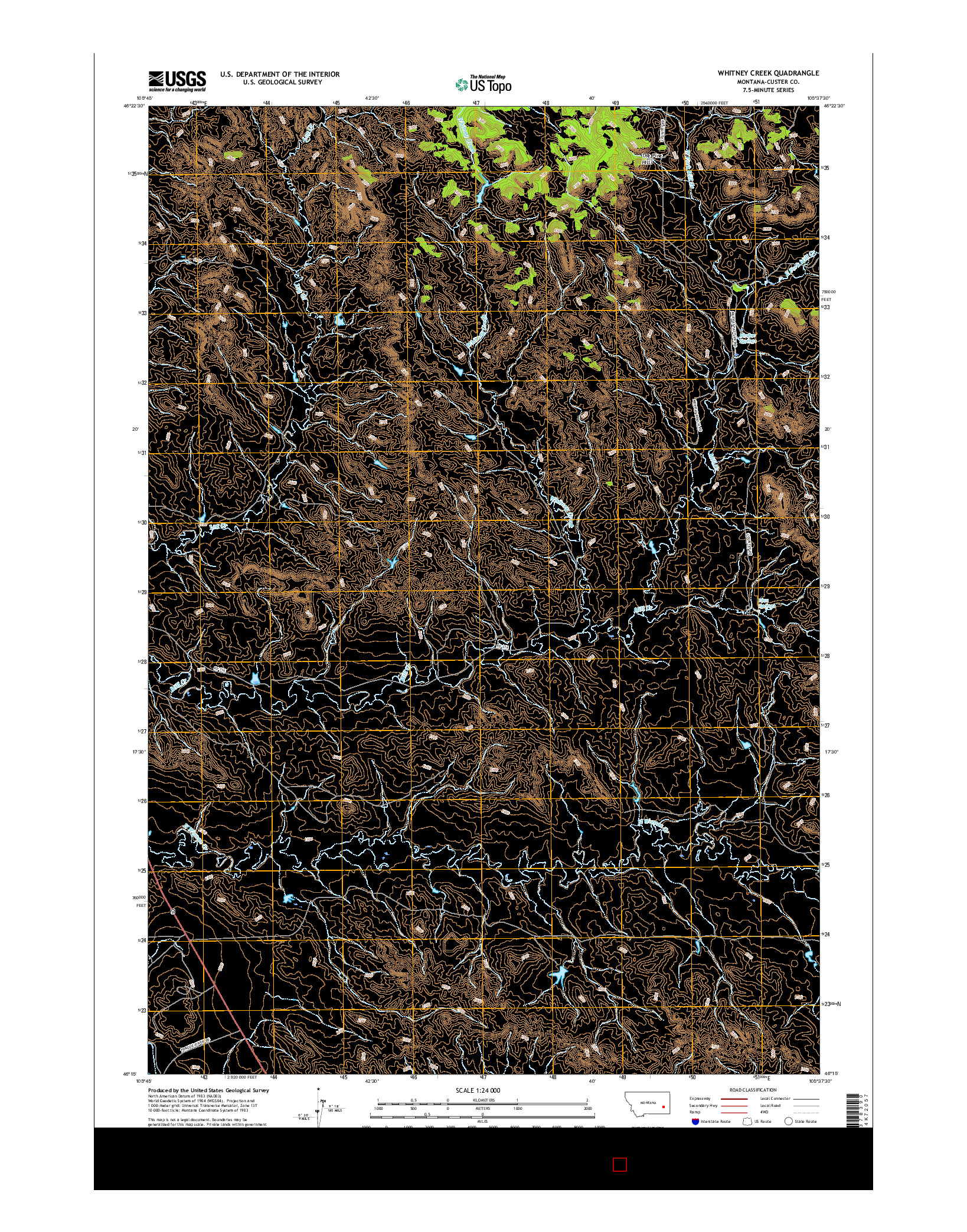 USGS US TOPO 7.5-MINUTE MAP FOR WHITNEY CREEK, MT 2017