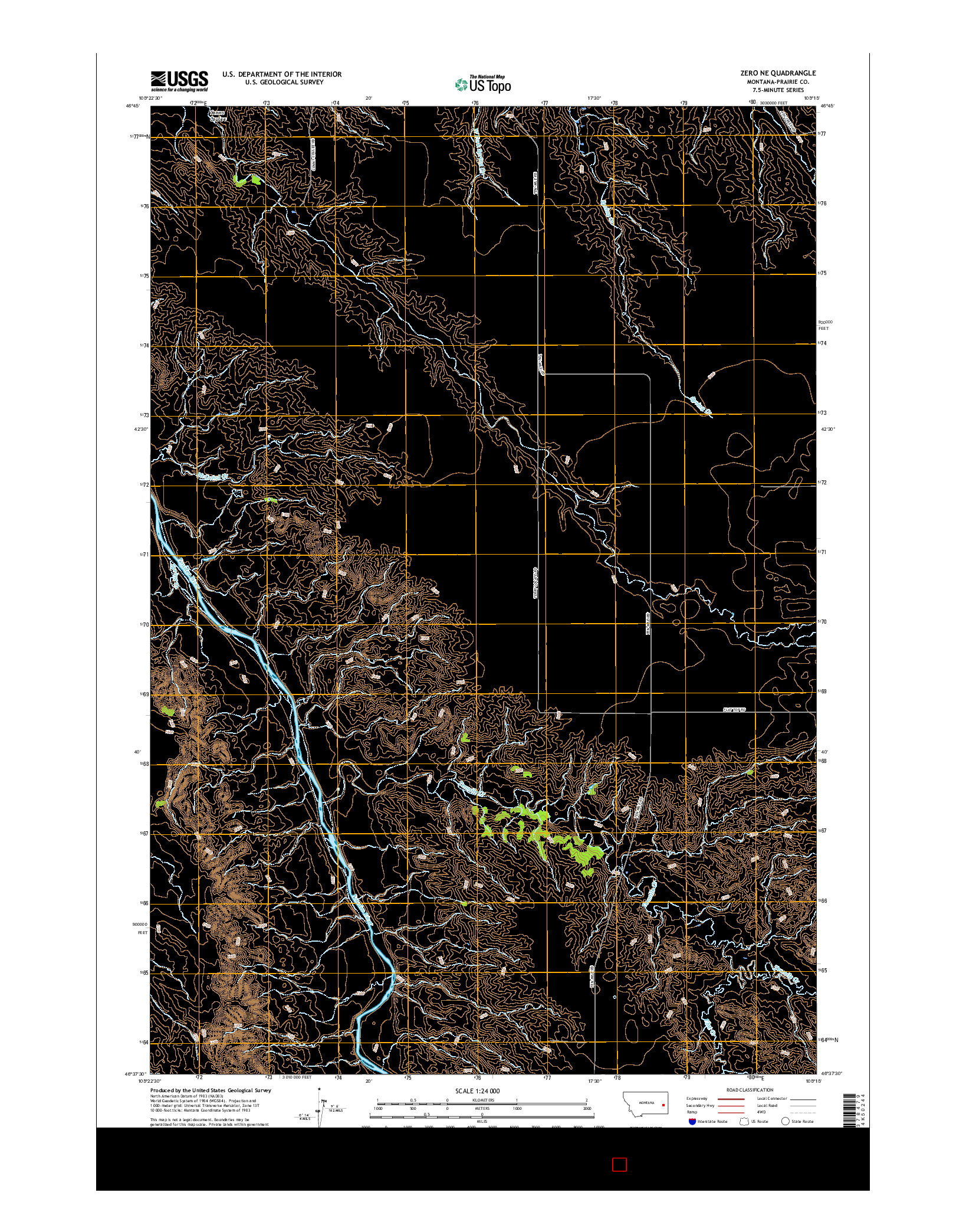 USGS US TOPO 7.5-MINUTE MAP FOR ZERO NE, MT 2017