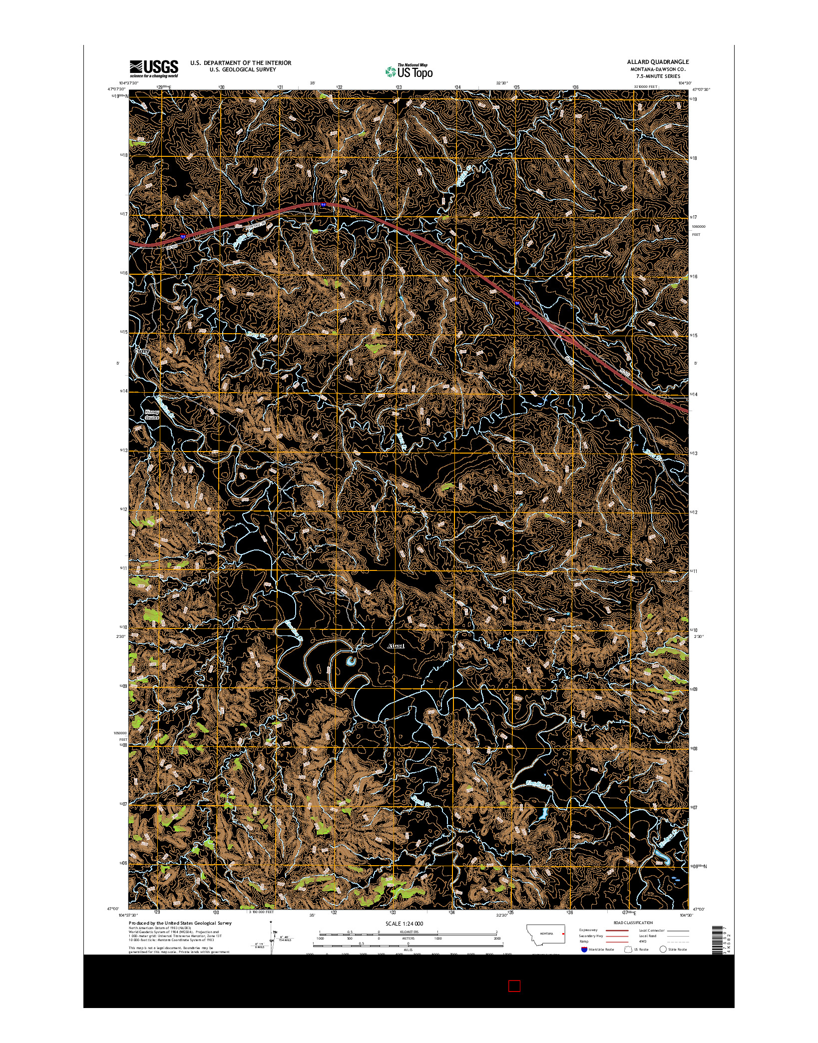 USGS US TOPO 7.5-MINUTE MAP FOR ALLARD, MT 2017