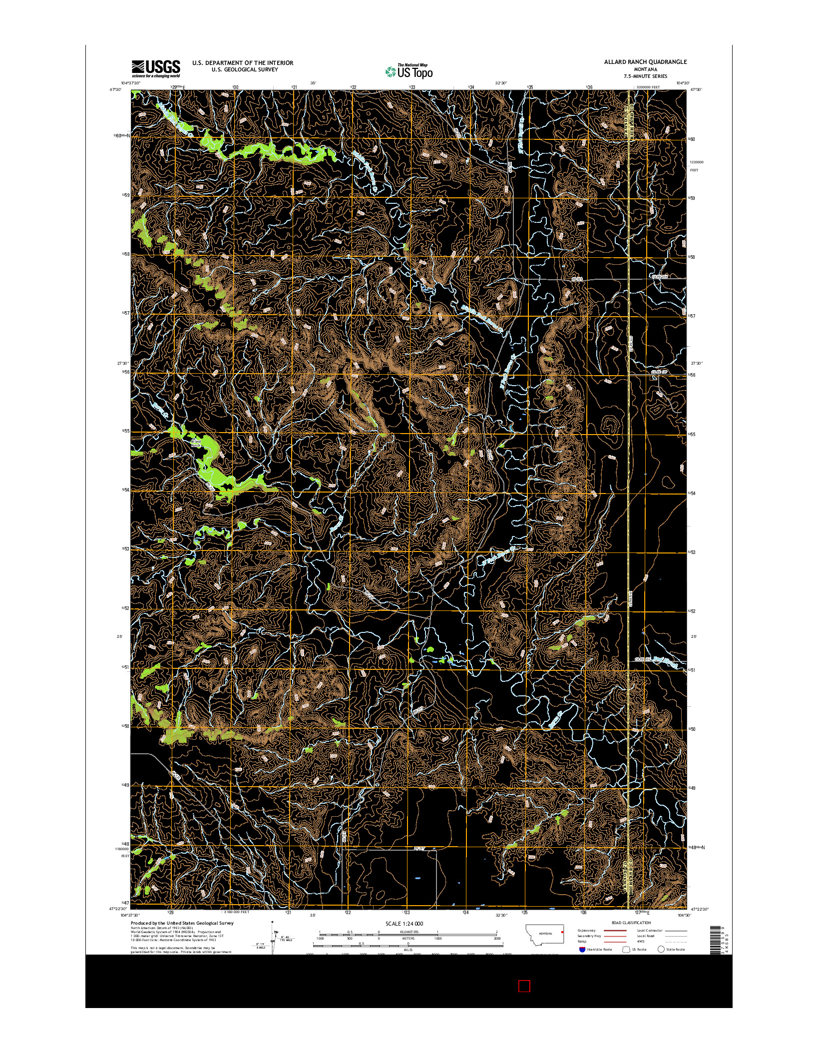 USGS US TOPO 7.5-MINUTE MAP FOR ALLARD RANCH, MT 2017