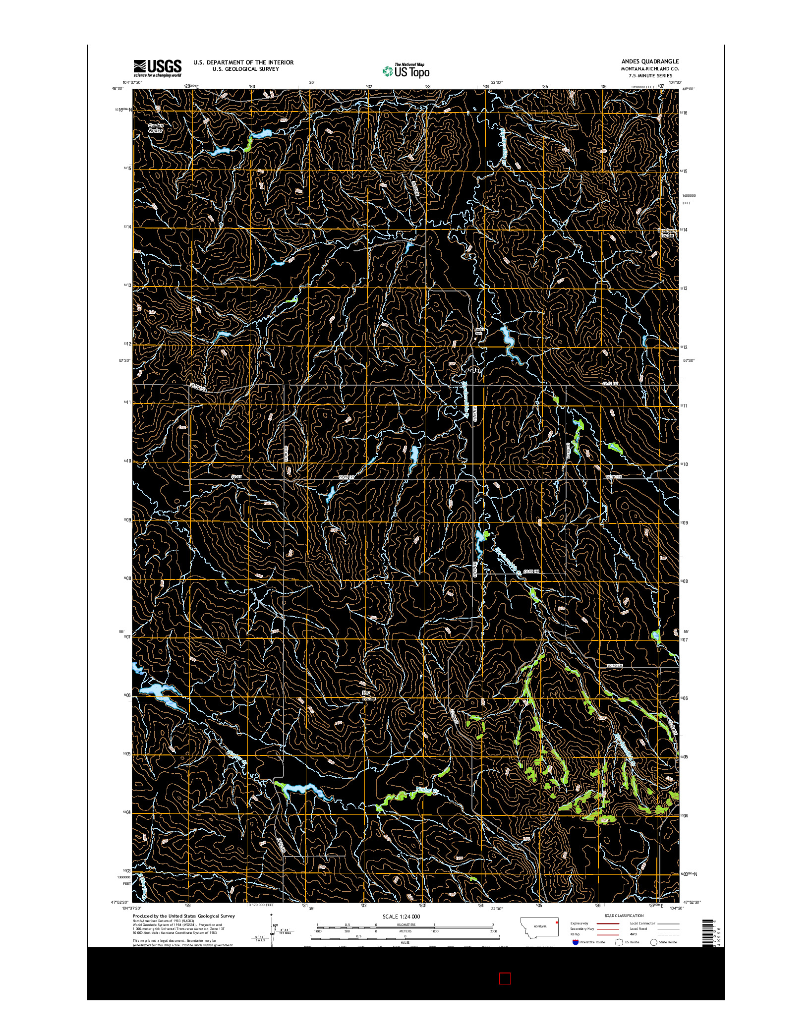 USGS US TOPO 7.5-MINUTE MAP FOR ANDES, MT 2017