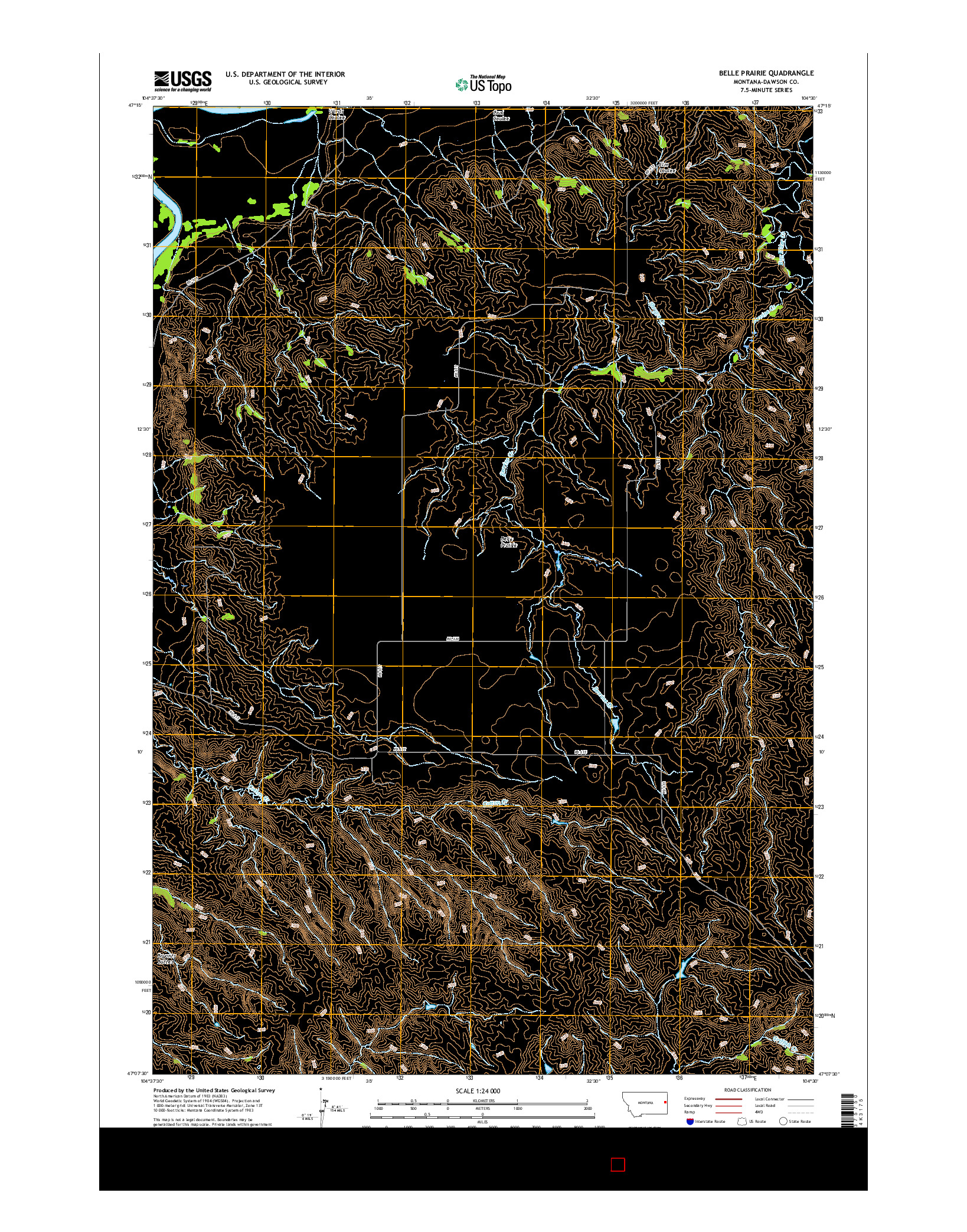 USGS US TOPO 7.5-MINUTE MAP FOR BELLE PRAIRIE, MT 2017