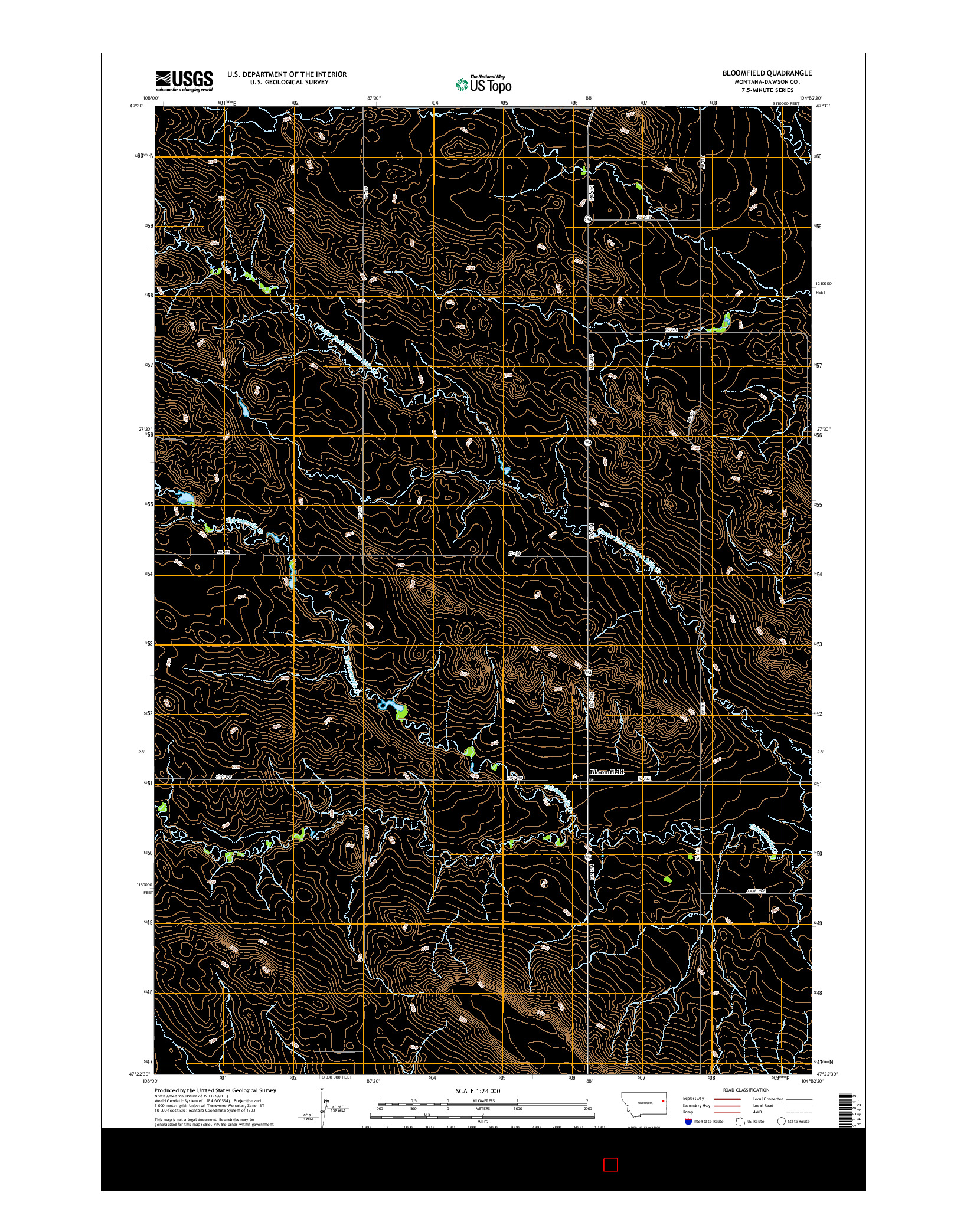 USGS US TOPO 7.5-MINUTE MAP FOR BLOOMFIELD, MT 2017