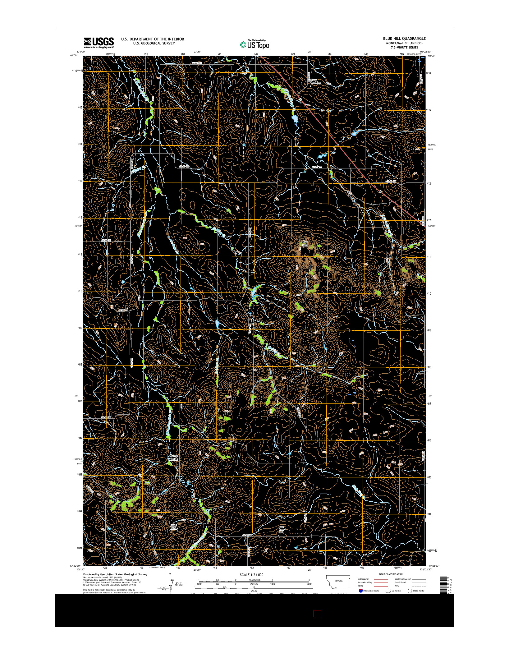 USGS US TOPO 7.5-MINUTE MAP FOR BLUE HILL, MT 2017