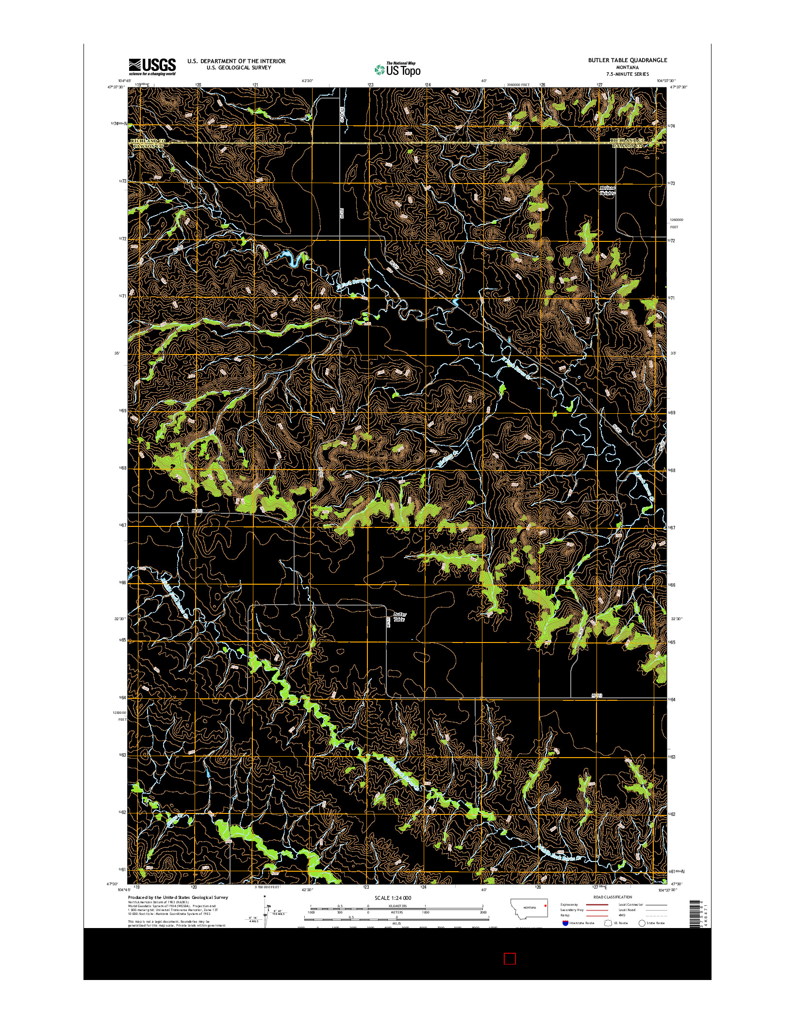 USGS US TOPO 7.5-MINUTE MAP FOR BUTLER TABLE, MT 2017