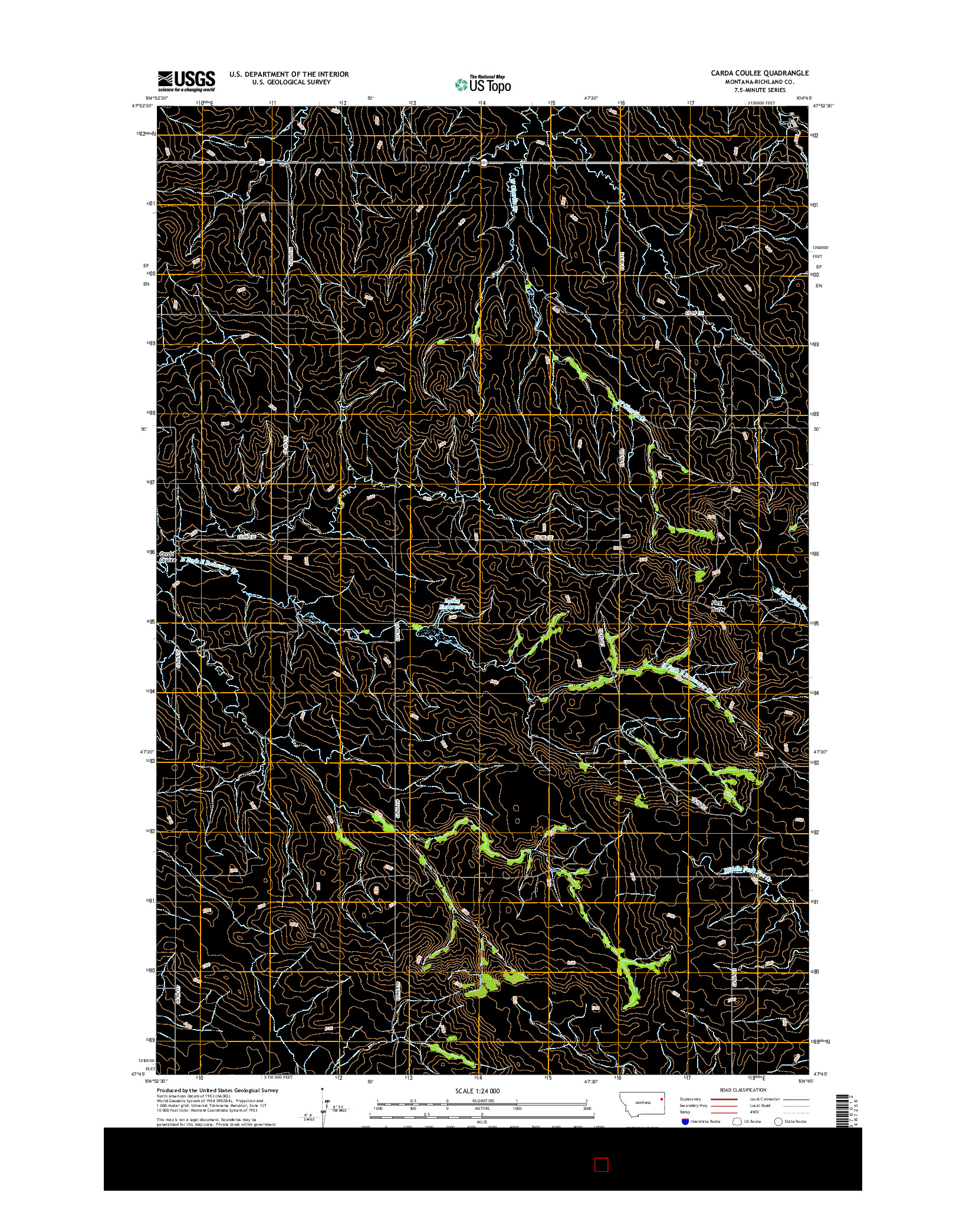 USGS US TOPO 7.5-MINUTE MAP FOR CARDA COULEE, MT 2017