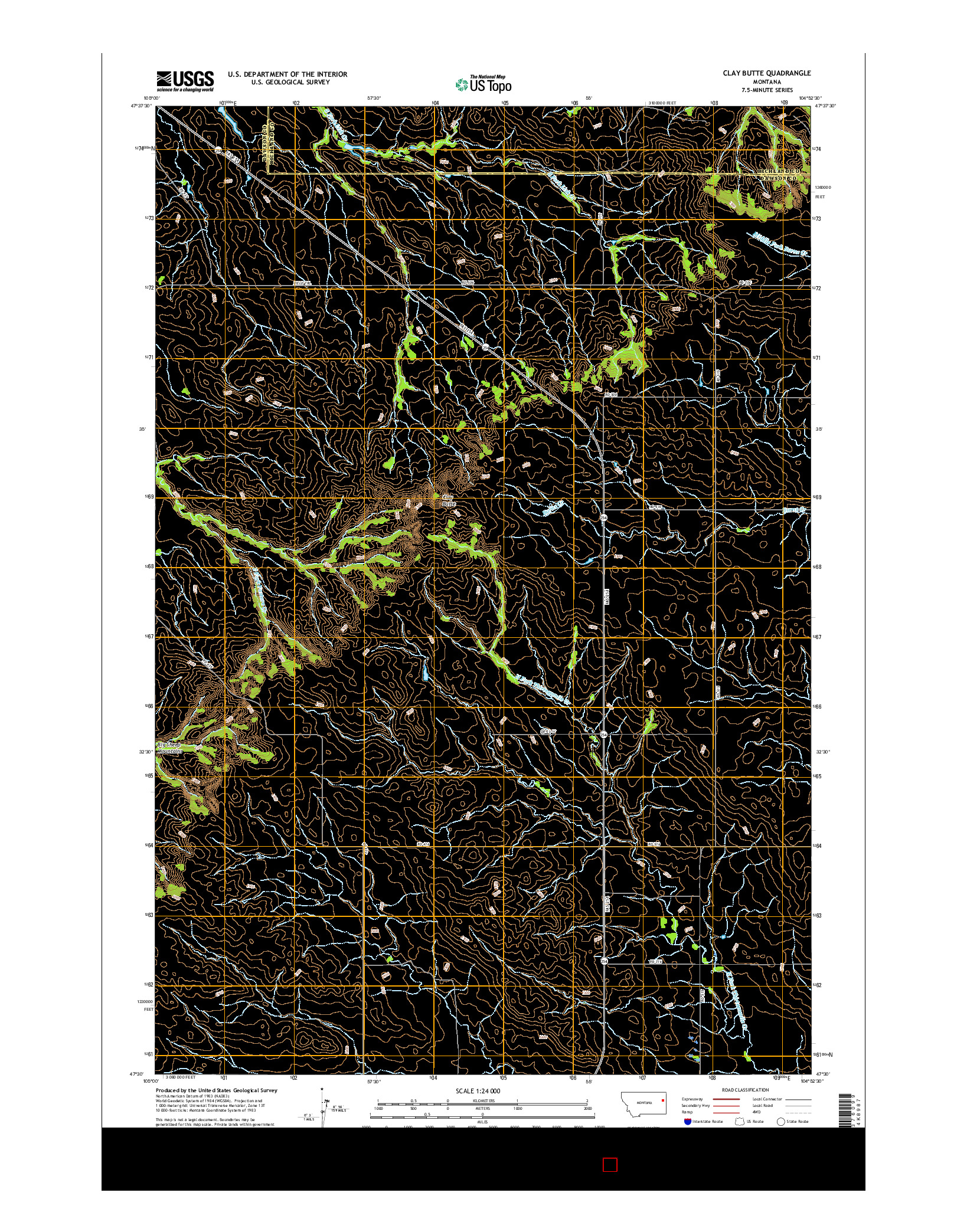 USGS US TOPO 7.5-MINUTE MAP FOR CLAY BUTTE, MT 2017