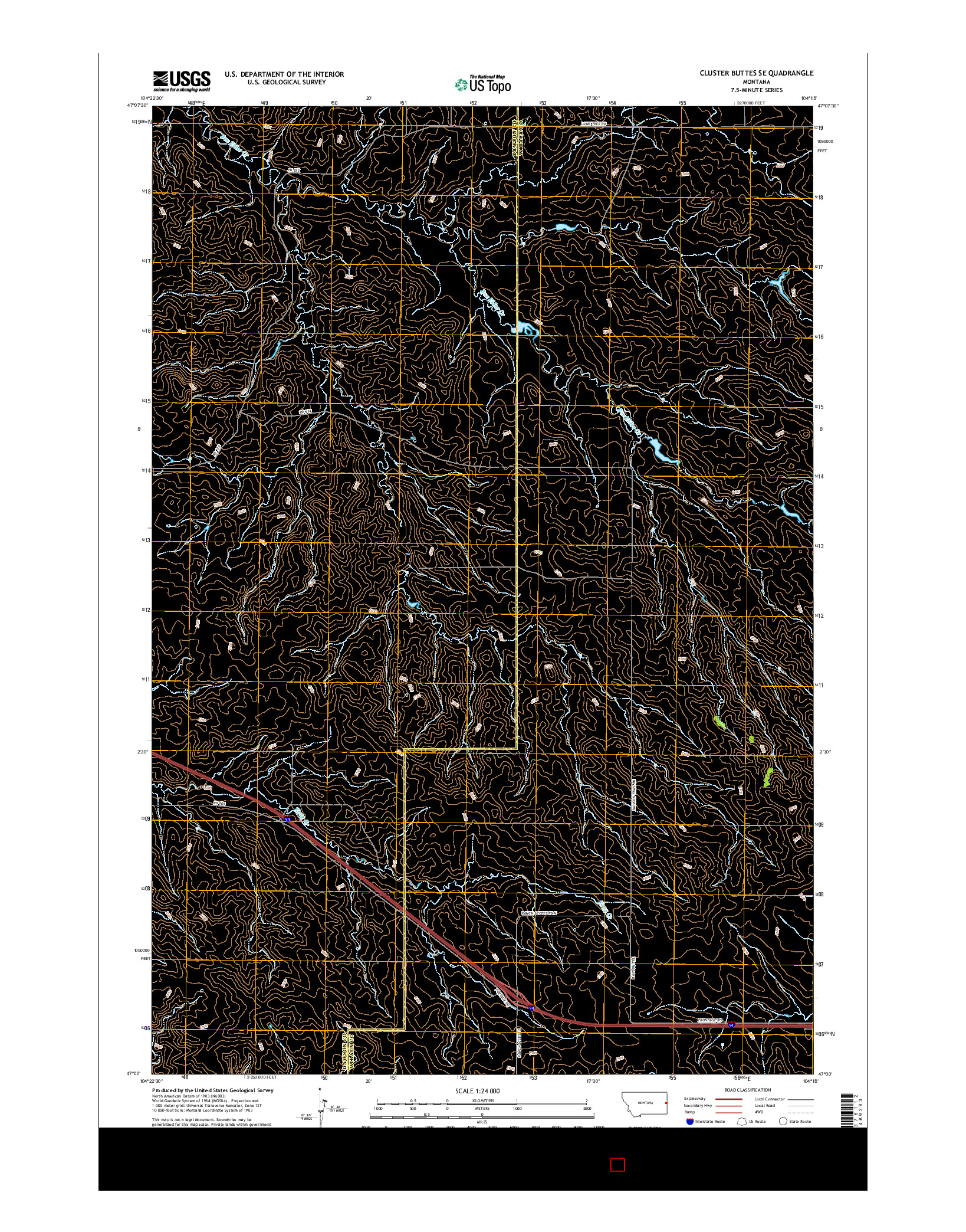 USGS US TOPO 7.5-MINUTE MAP FOR CLUSTER BUTTES SE, MT 2017