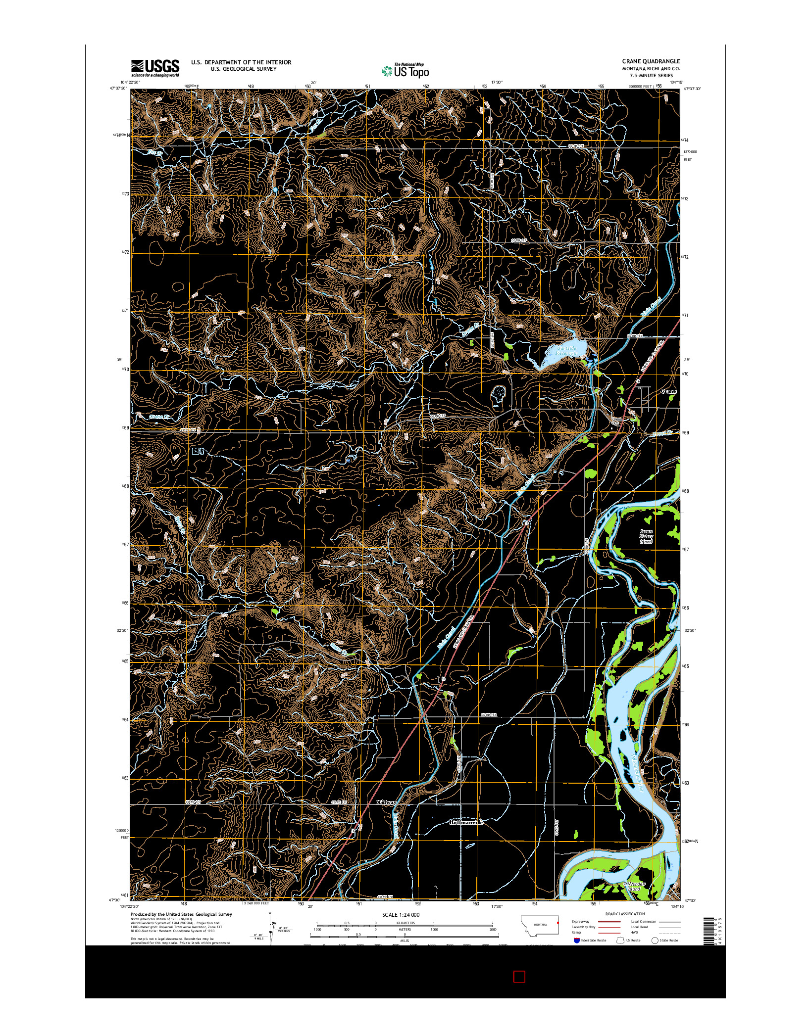 USGS US TOPO 7.5-MINUTE MAP FOR CRANE, MT 2017