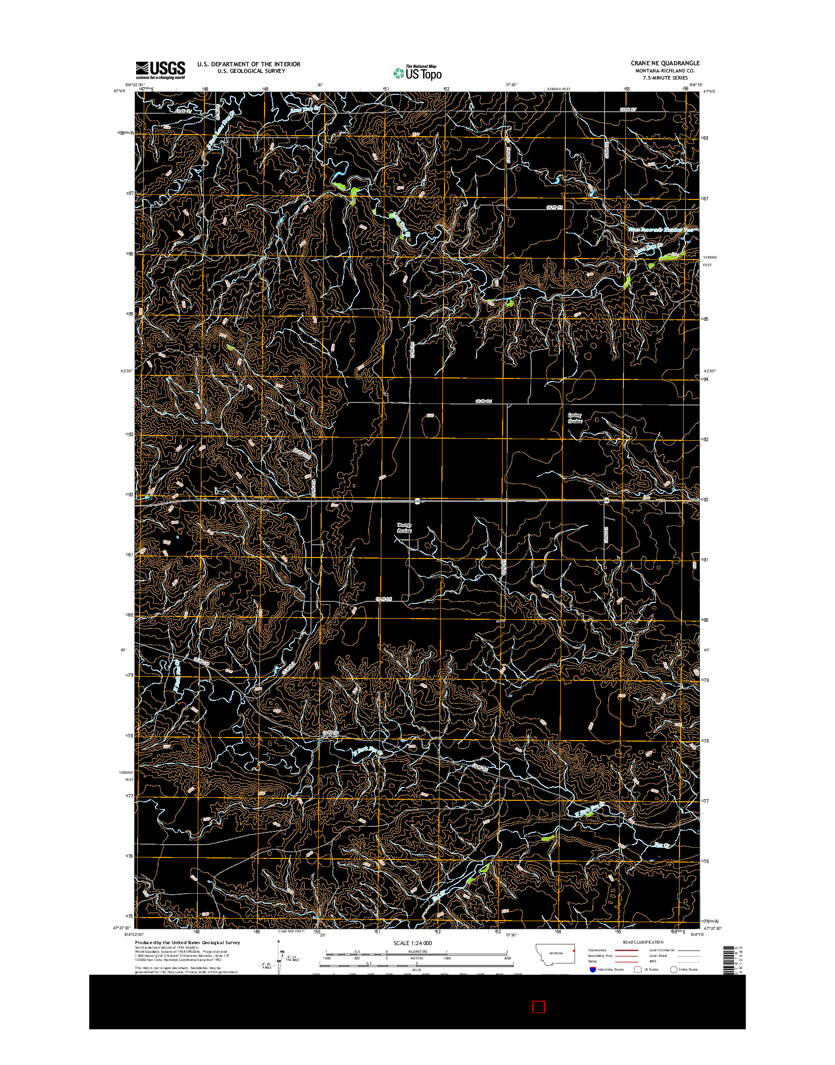 USGS US TOPO 7.5-MINUTE MAP FOR CRANE NE, MT 2017