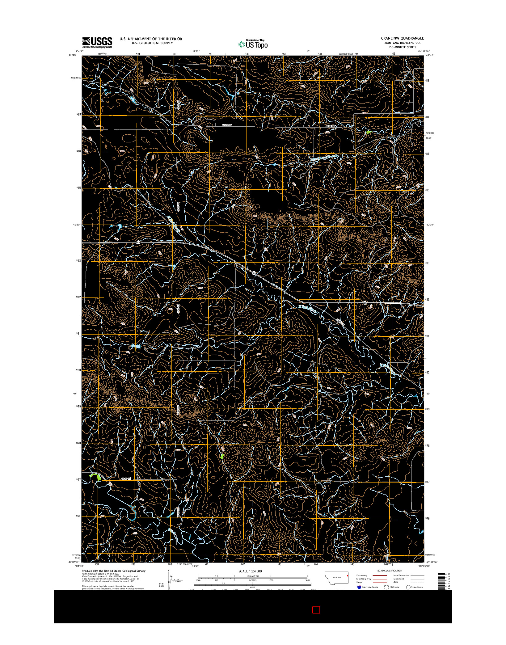 USGS US TOPO 7.5-MINUTE MAP FOR CRANE NW, MT 2017