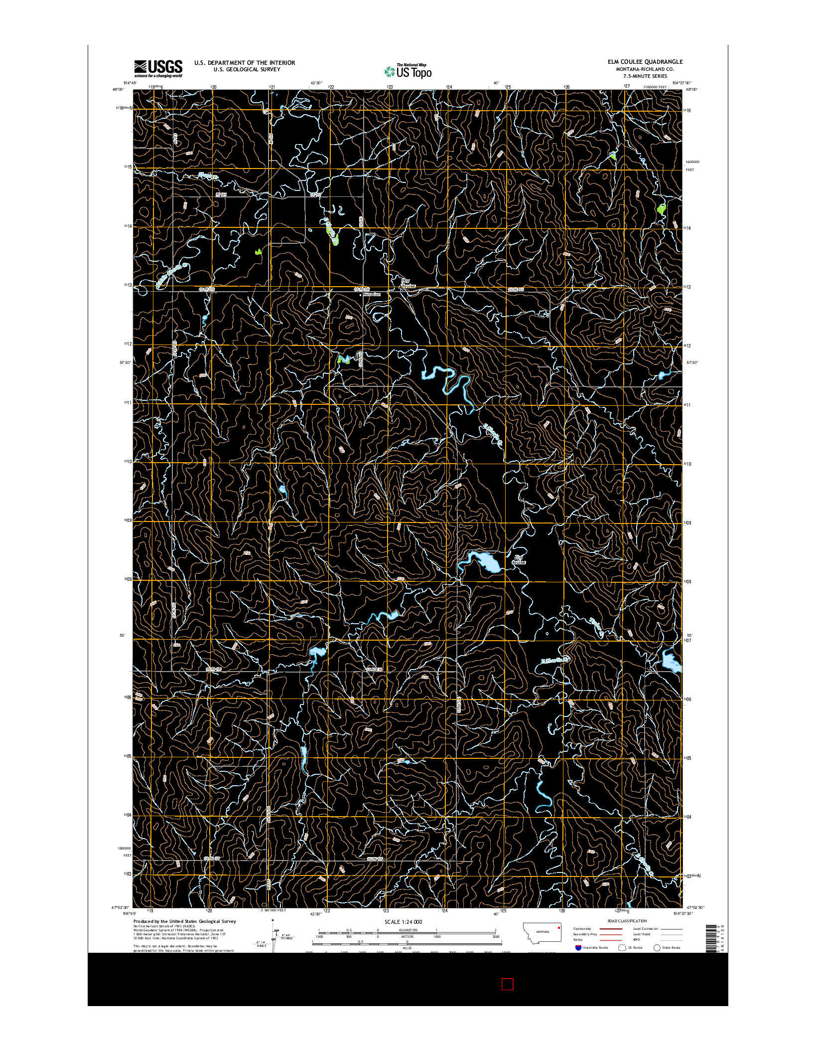 USGS US TOPO 7.5-MINUTE MAP FOR ELM COULEE, MT 2017