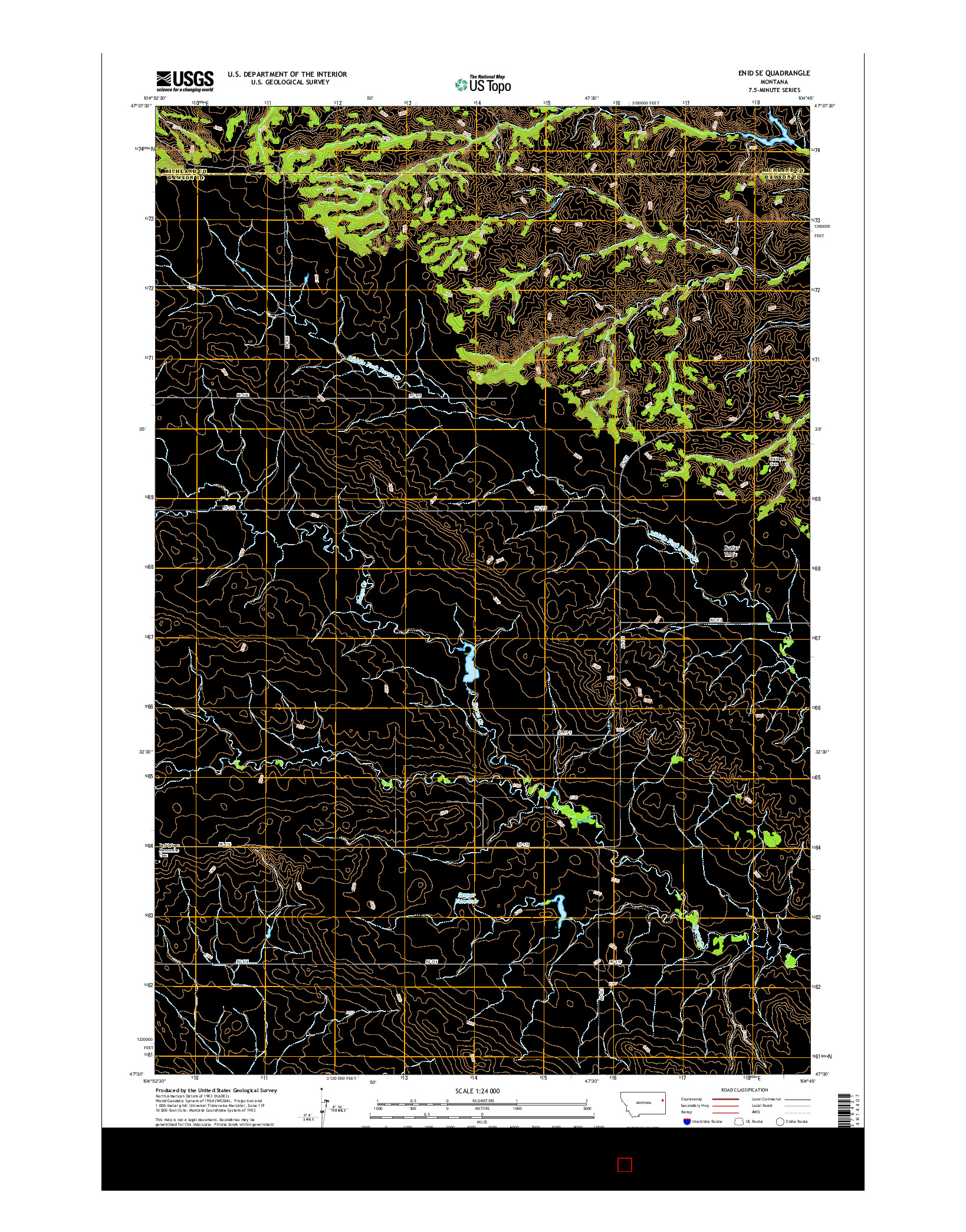 USGS US TOPO 7.5-MINUTE MAP FOR ENID SE, MT 2017