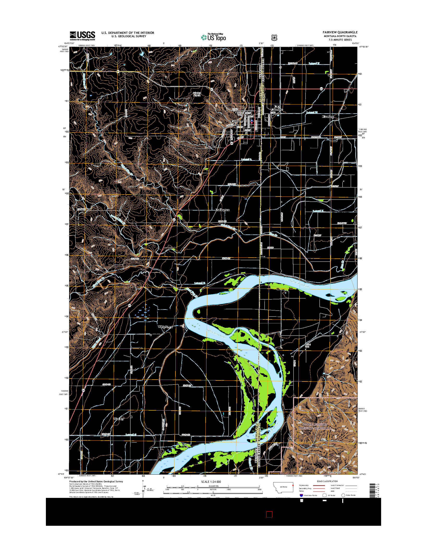 USGS US TOPO 7.5-MINUTE MAP FOR FAIRVIEW, MT-ND 2017