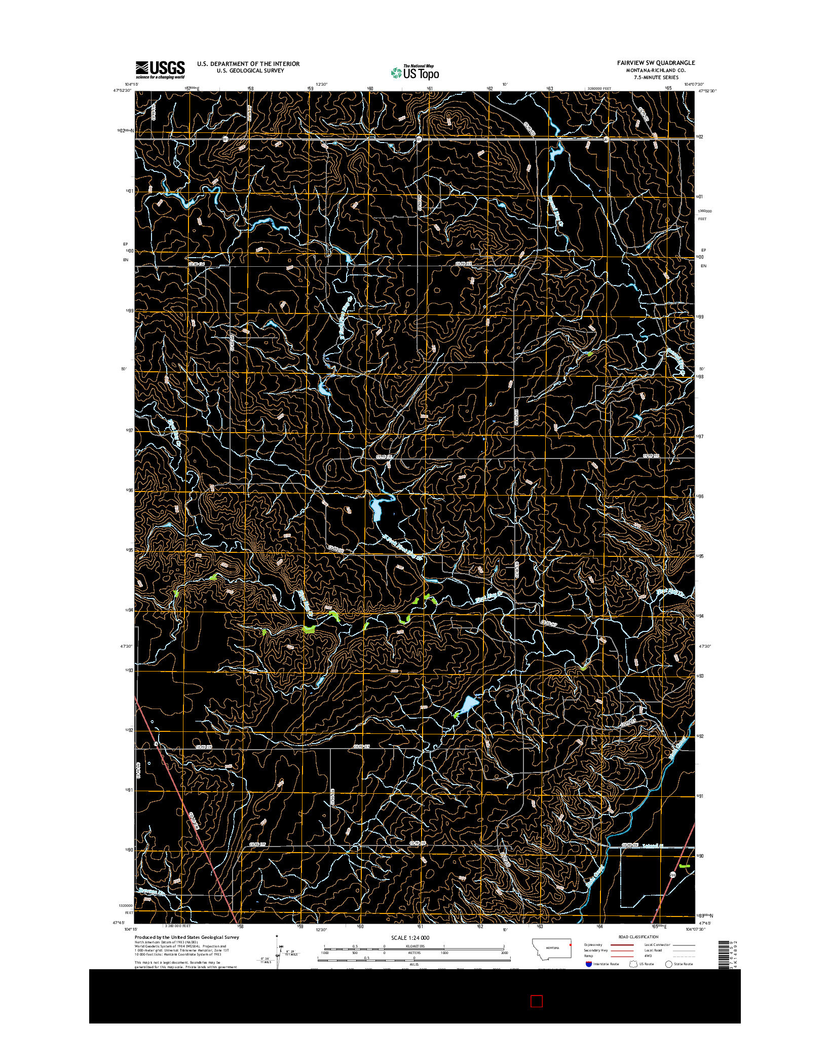 USGS US TOPO 7.5-MINUTE MAP FOR FAIRVIEW SW, MT 2017