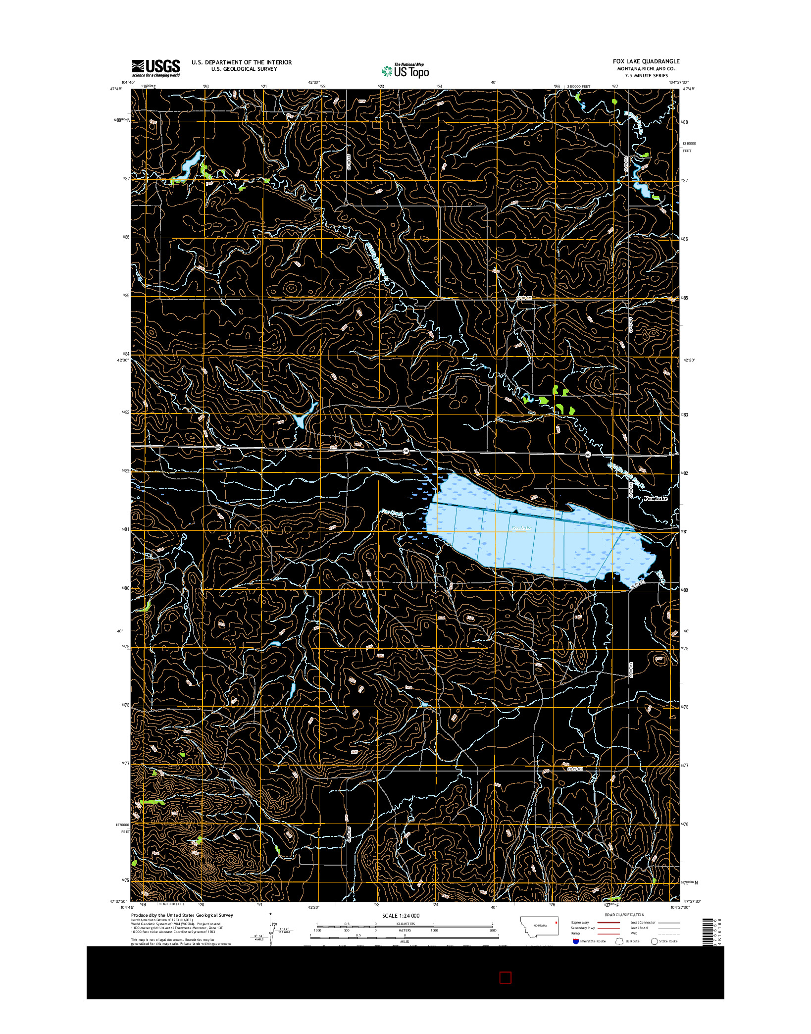 USGS US TOPO 7.5-MINUTE MAP FOR FOX LAKE, MT 2017