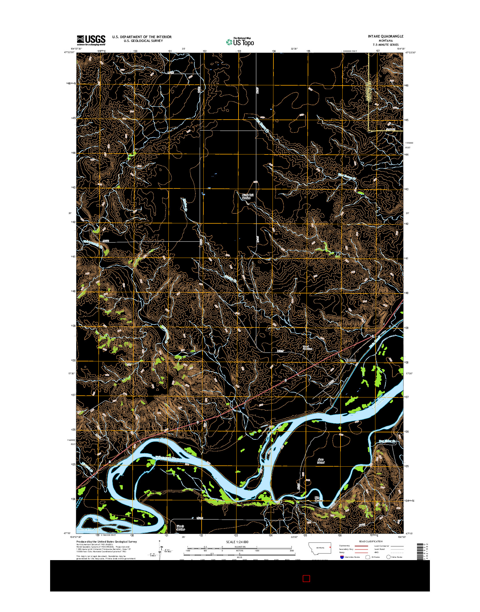 USGS US TOPO 7.5-MINUTE MAP FOR INTAKE, MT 2017