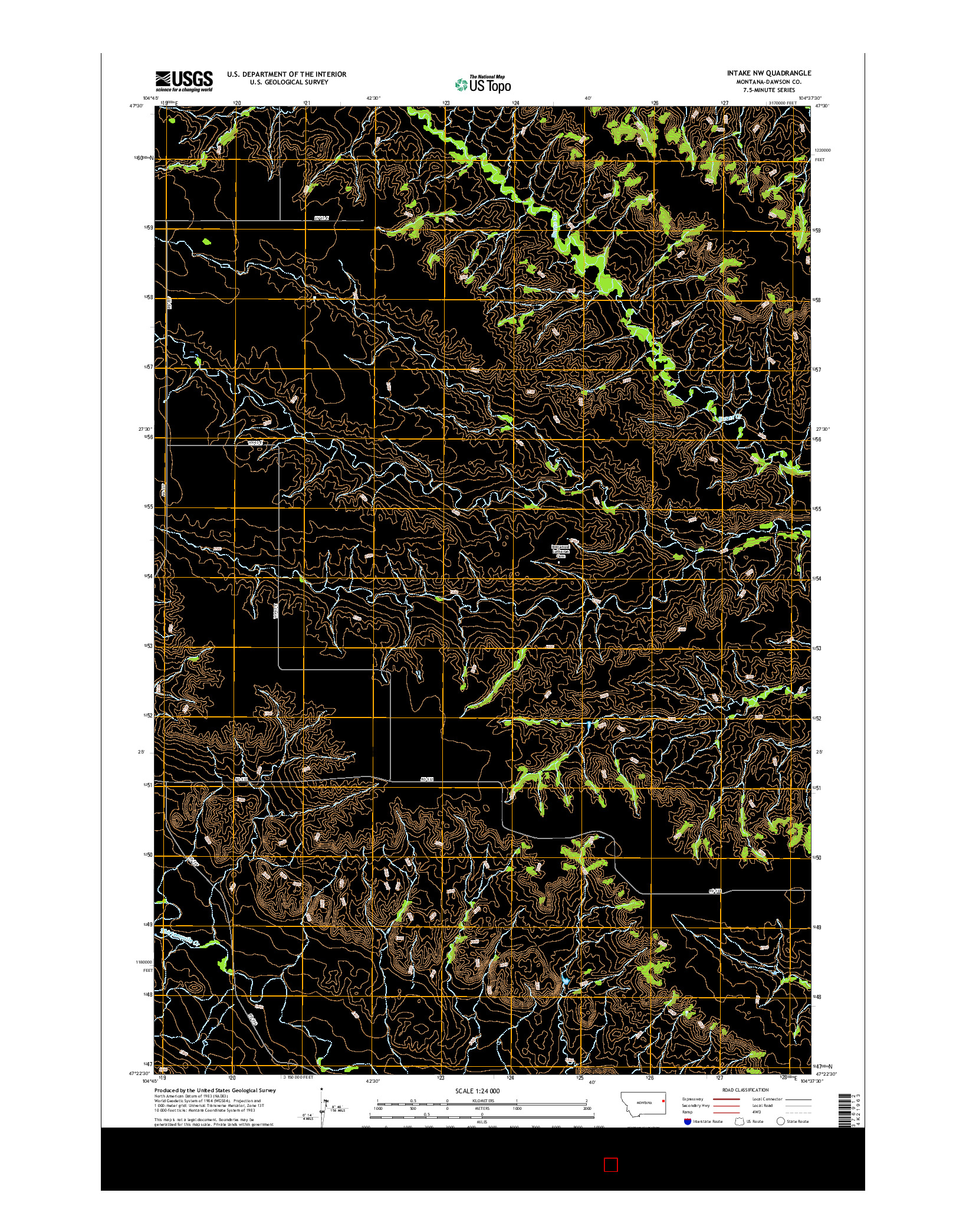 USGS US TOPO 7.5-MINUTE MAP FOR INTAKE NW, MT 2017