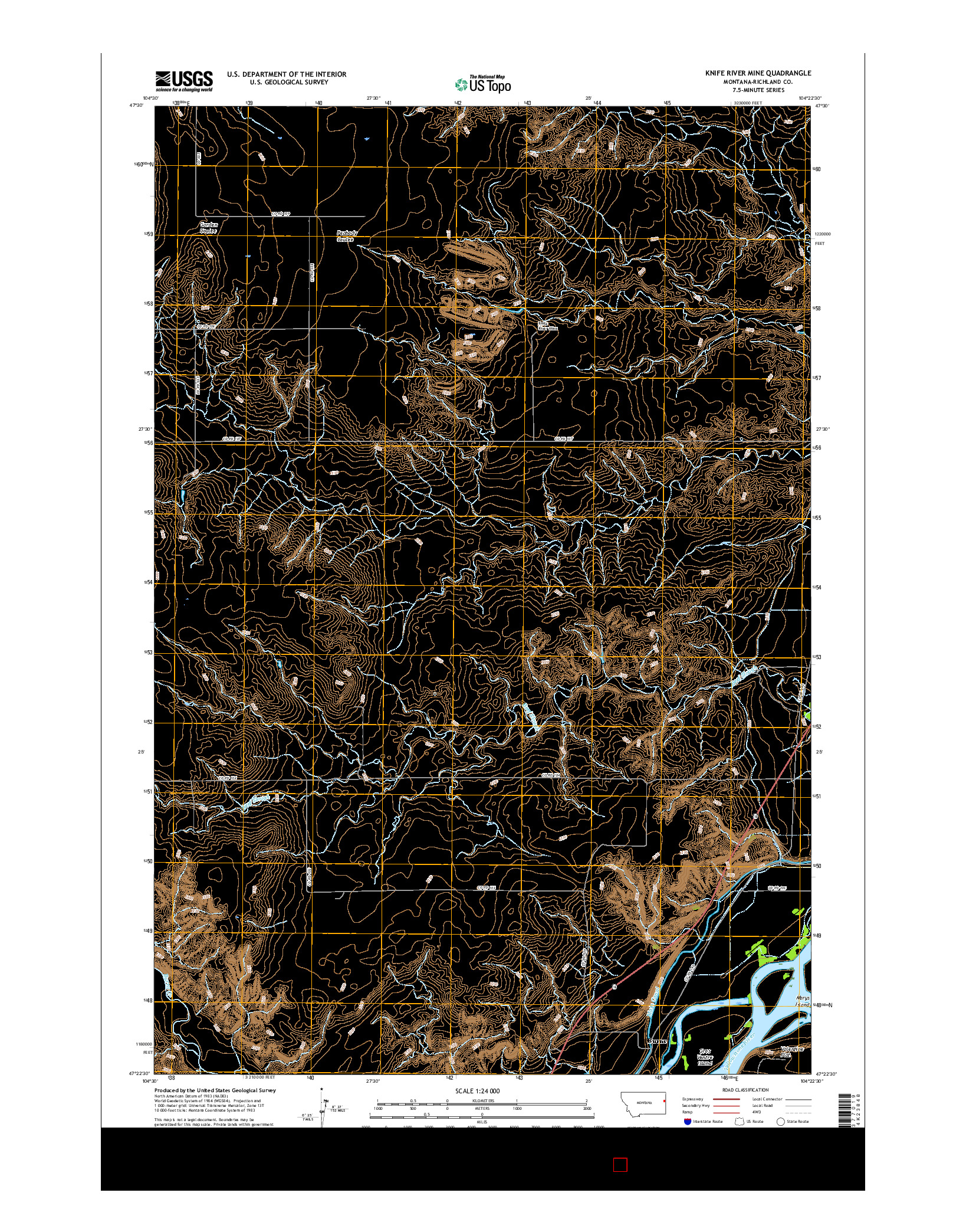 USGS US TOPO 7.5-MINUTE MAP FOR KNIFE RIVER MINE, MT 2017