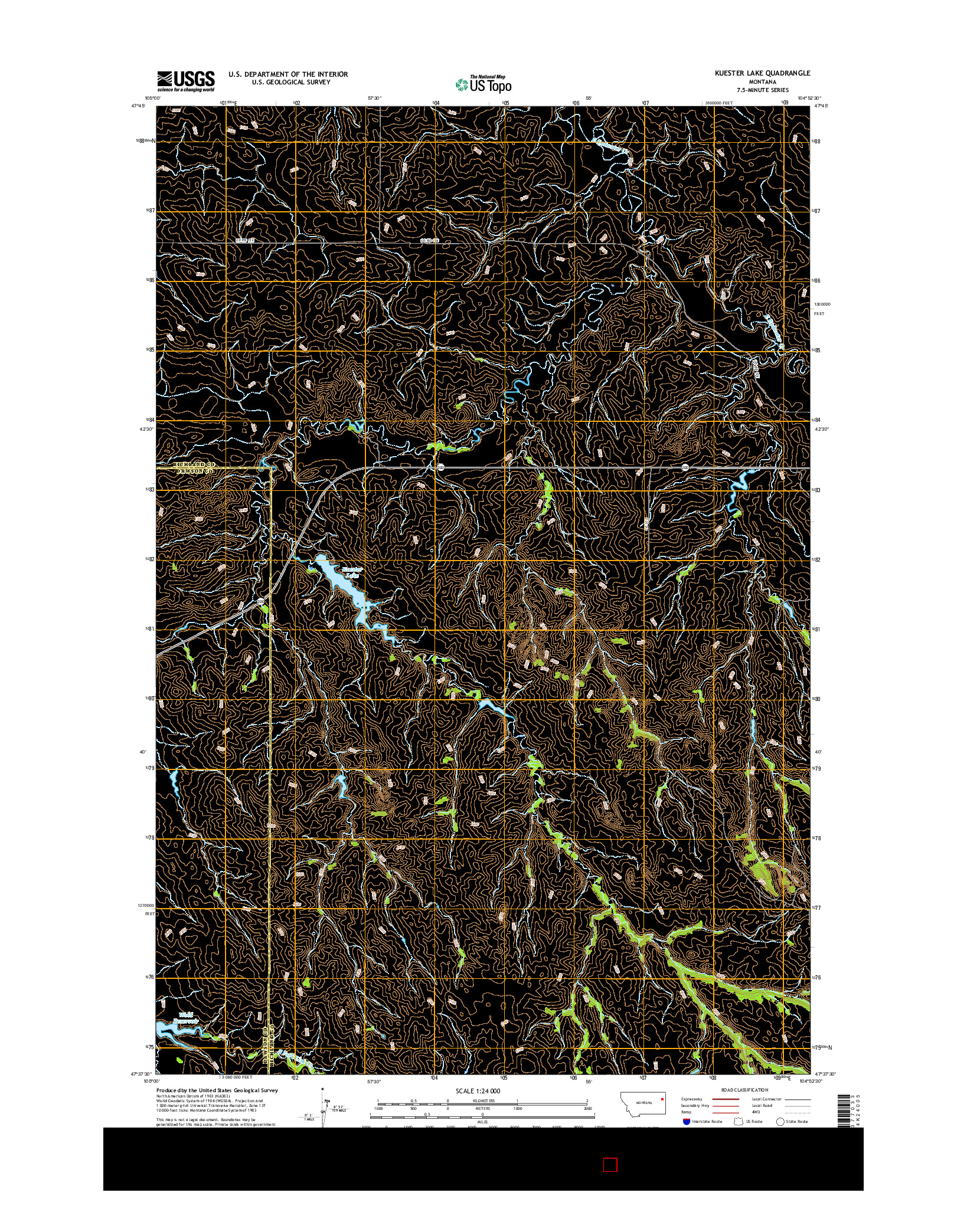 USGS US TOPO 7.5-MINUTE MAP FOR KUESTER LAKE, MT 2017