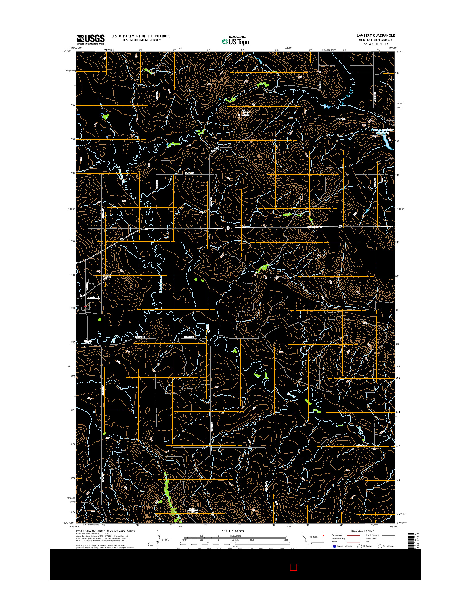 USGS US TOPO 7.5-MINUTE MAP FOR LAMBERT, MT 2017